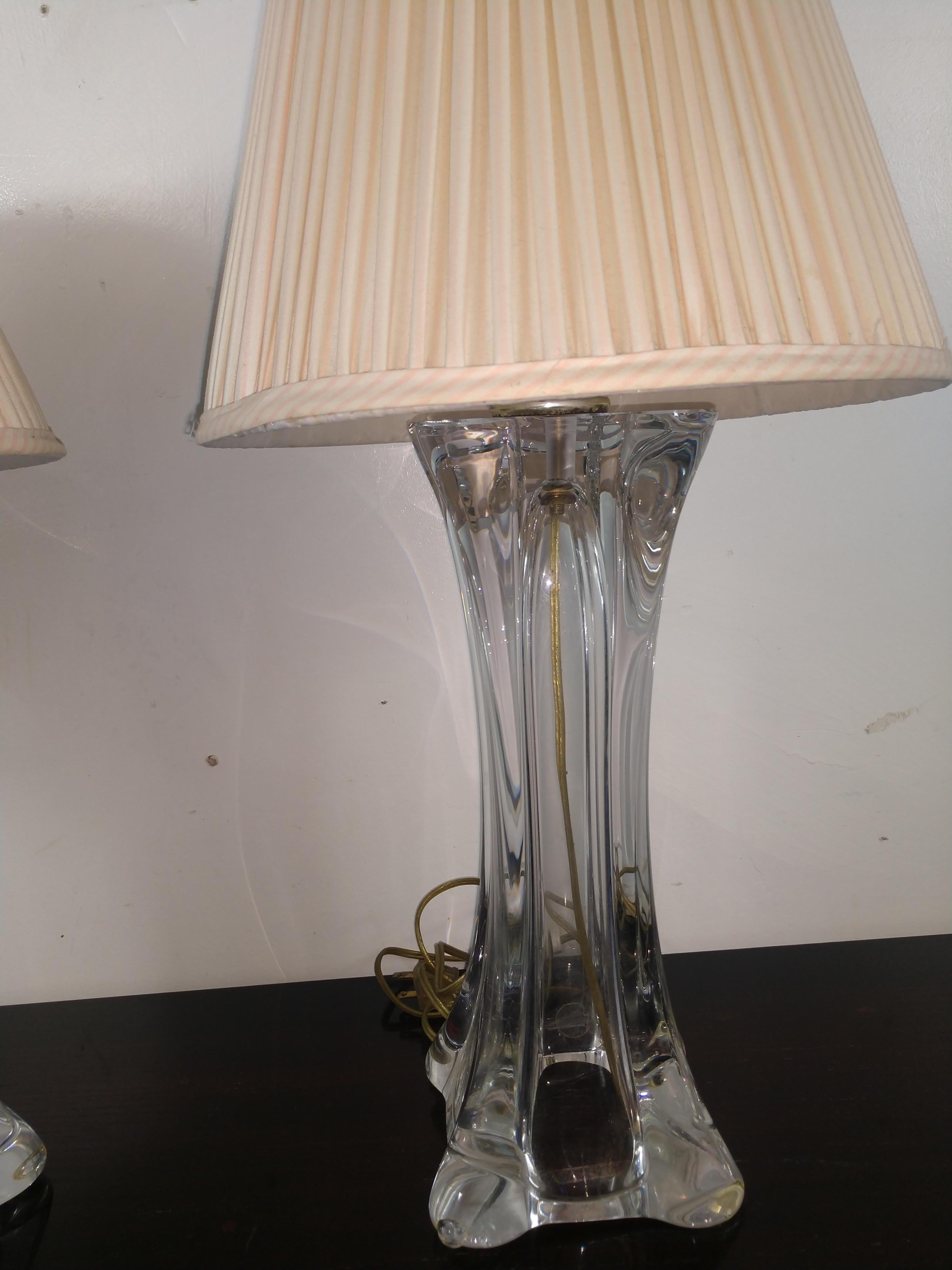 Pair of Mid-Century Modern French Blown Glass Table Lamps For Sale 1