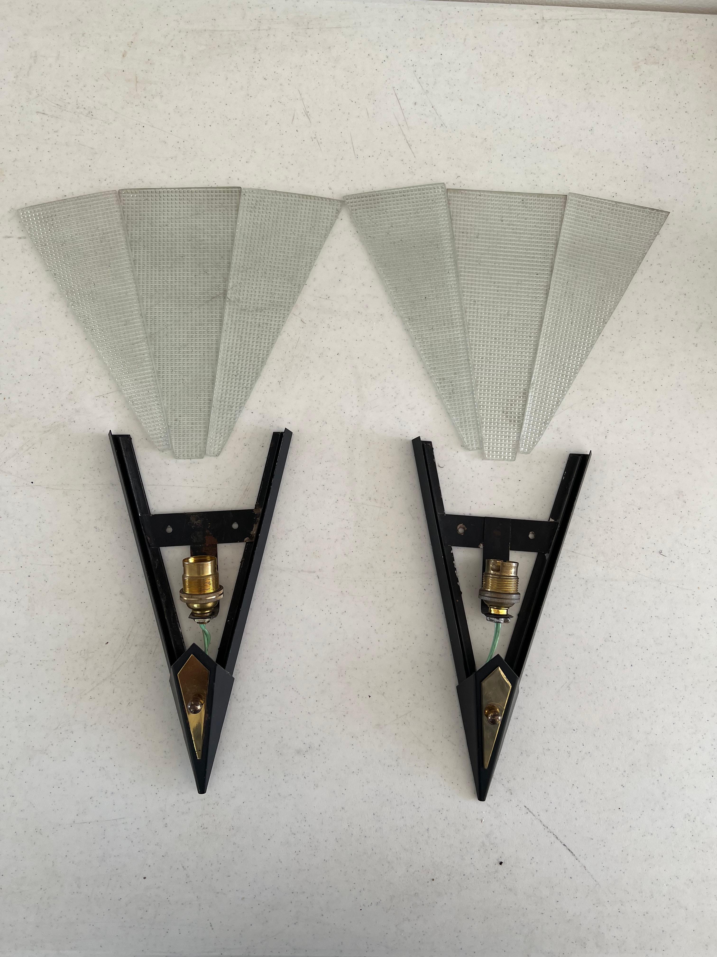 Pair of Mid-Century Modern French Wall Lights by Arlus, circa 1950 1