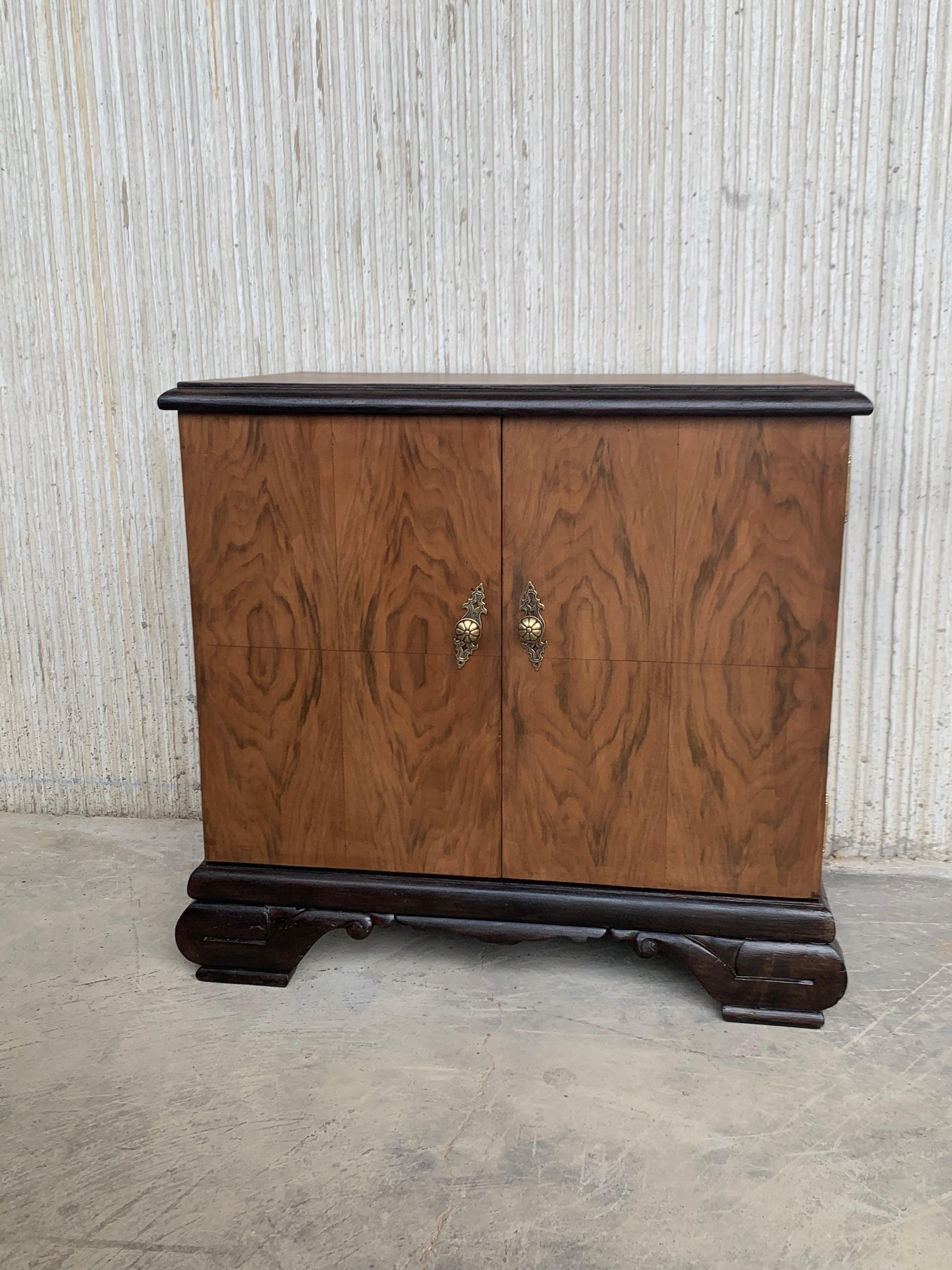 French Pair of Mid-Century Modern Front Nightstands with Original Hardware