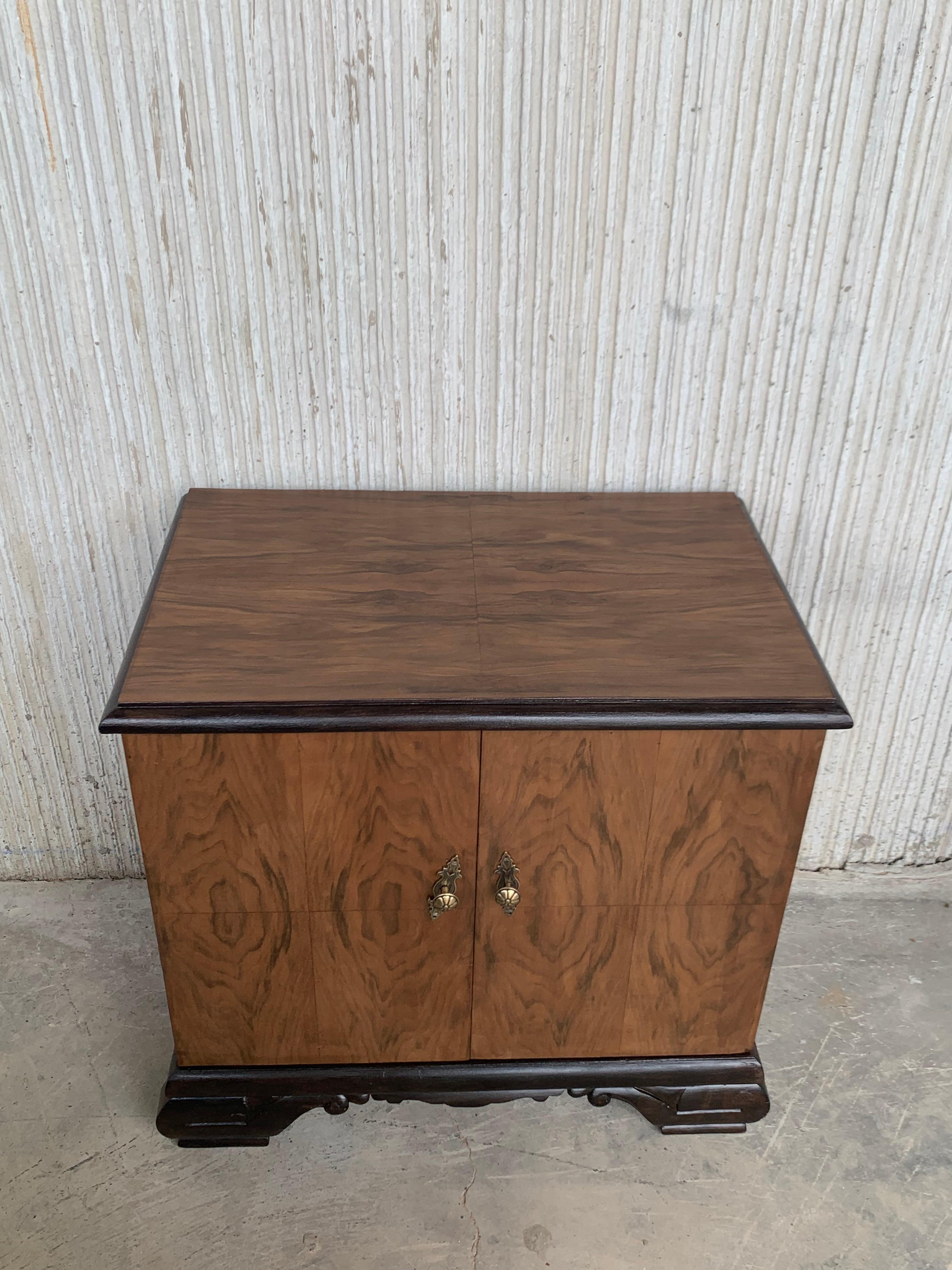 Wood Pair of Mid-Century Modern Front Nightstands with Original Hardware