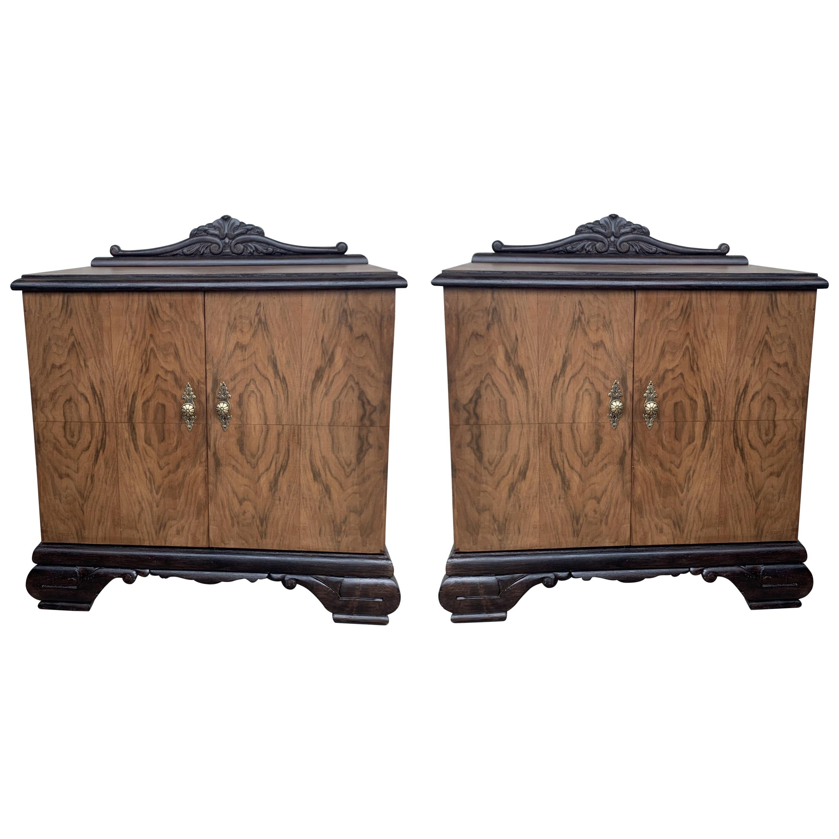 Pair of Mid-Century Modern Front Nightstands with Original Hardware