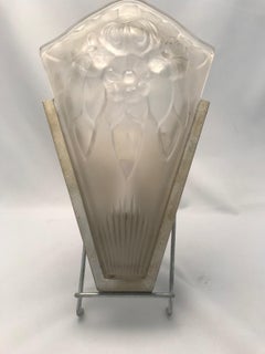 Pair of Mid-Century Modern Frosted and Aluminium Finished Wall Sconces