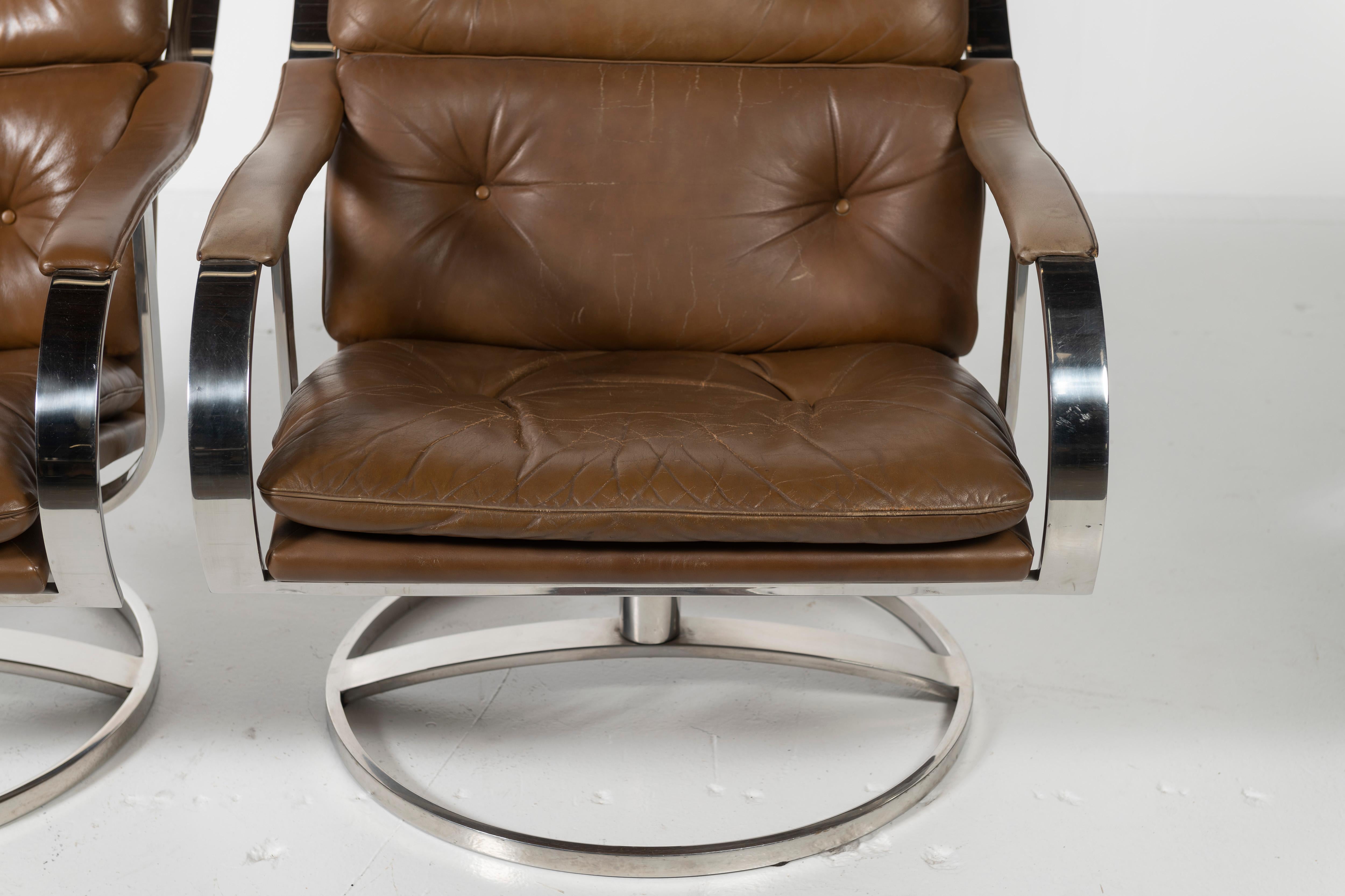 Pair of Mid-Century Modern Gardner Leaver Lounge Chairs with Steelcase Frame In Good Condition In San Francisco, CA