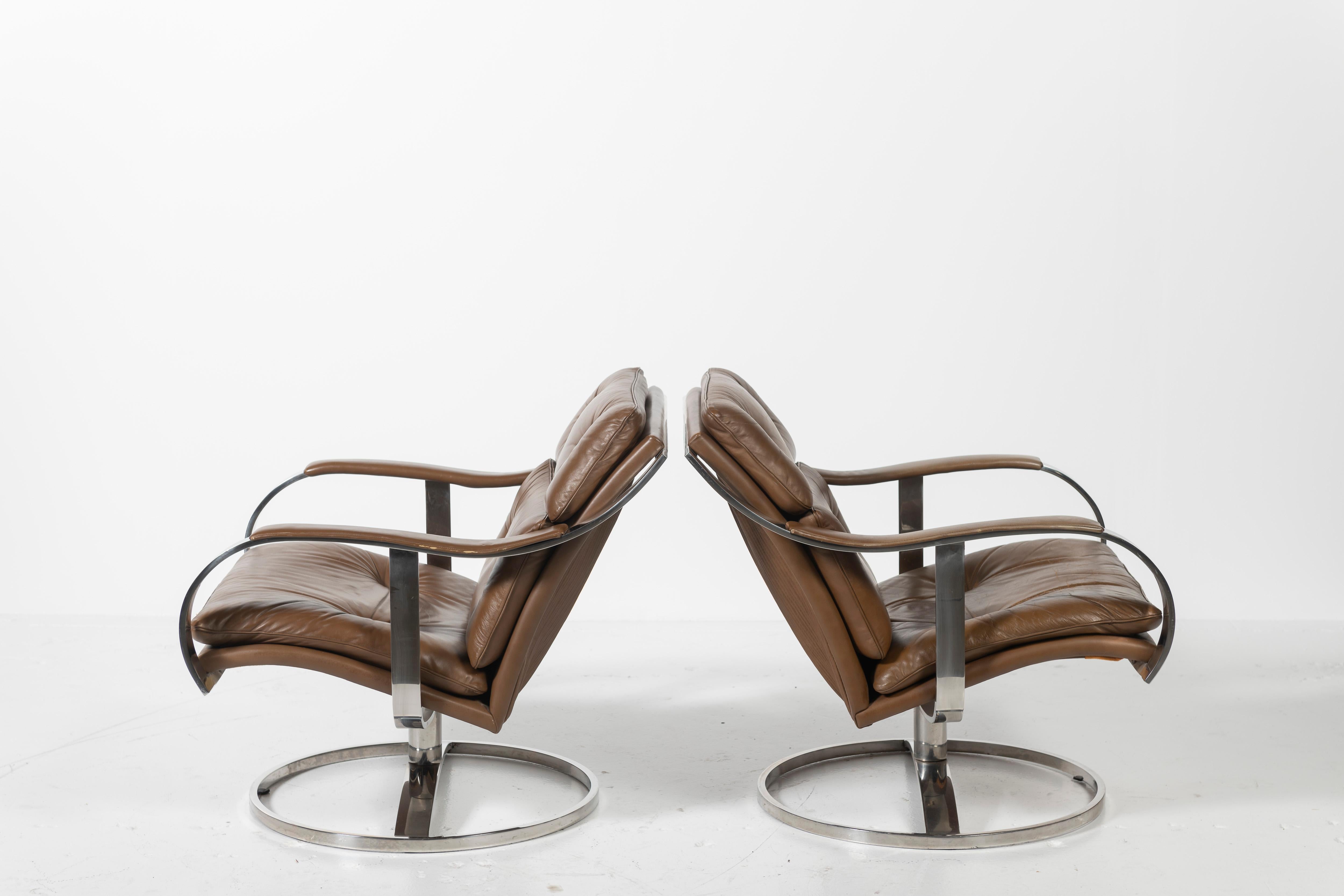 Pair of Mid-Century Modern Gardner Leaver Lounge Chairs with Steelcase Frame 1