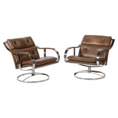 Pair of Mid-Century Modern Gardner Leaver Lounge Chairs with Steelcase Frame