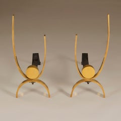 Pair of Mid-century modern geometric fire dogs