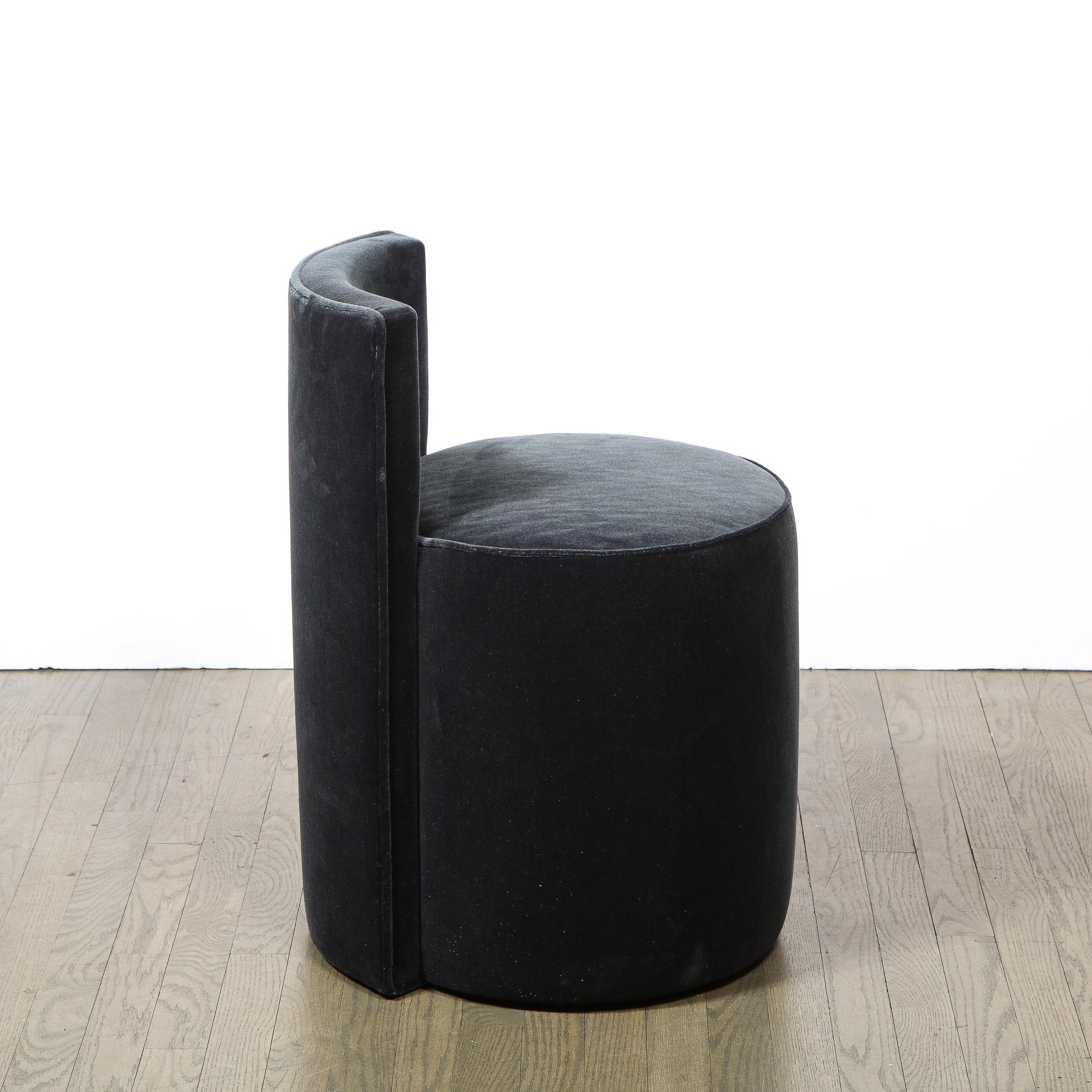Pair of Mid-Century Modern Geometric Graphic Slate Mohair Stools/ Chairs For Sale 4