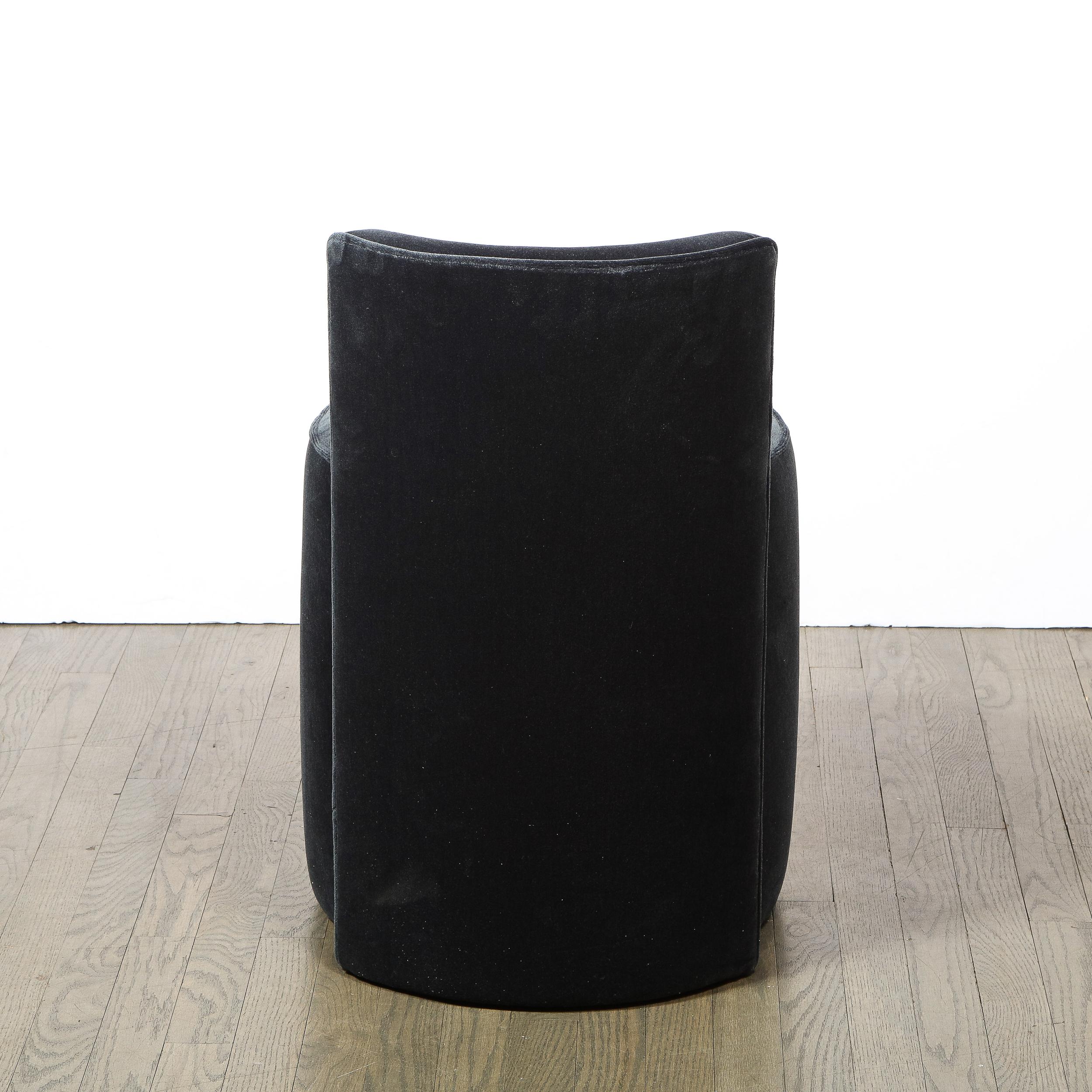 Pair of Mid-Century Modern Geometric Graphic Slate Mohair Stools/ Chairs For Sale 2