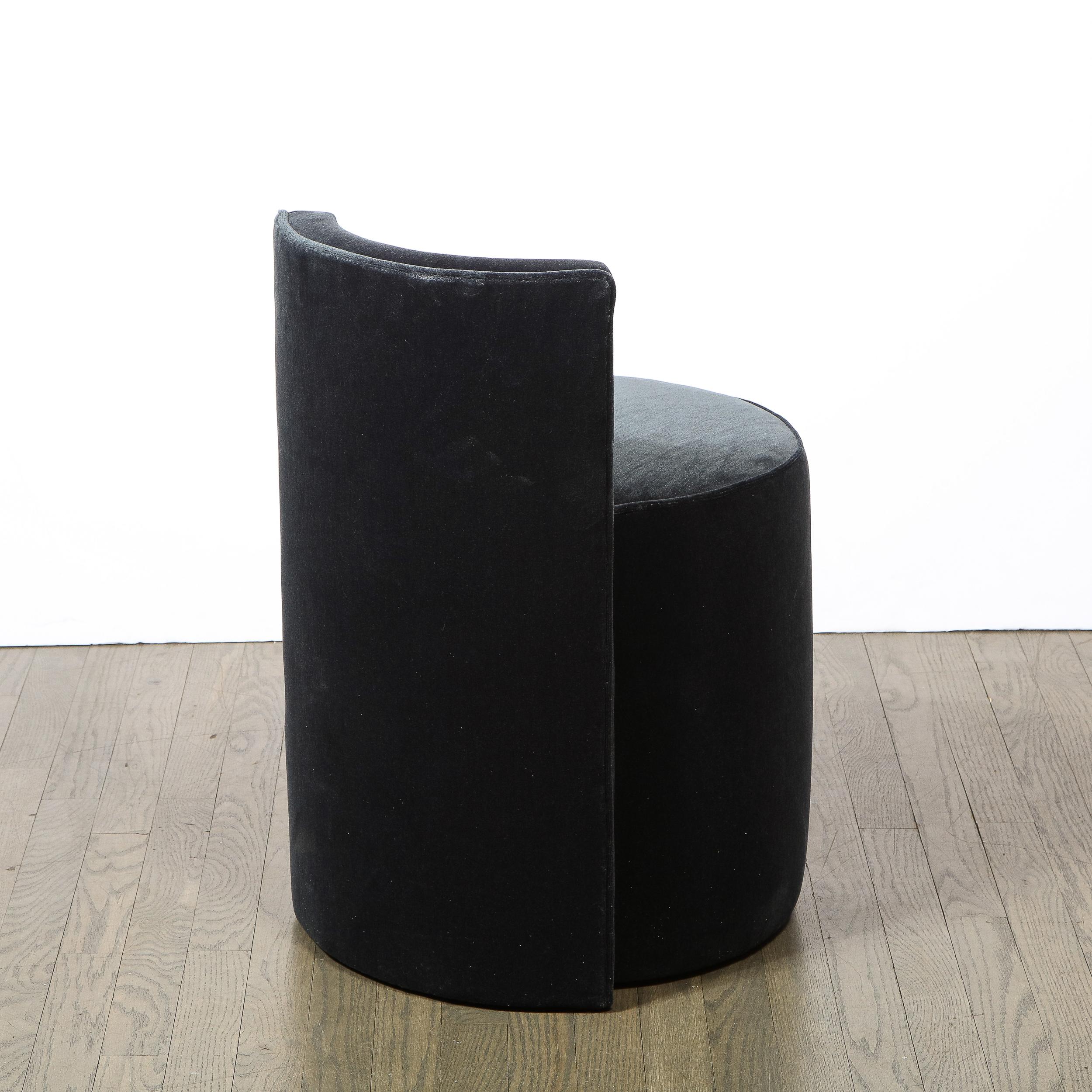 Pair of Mid-Century Modern Geometric Graphic Slate Mohair Stools/ Chairs For Sale 3
