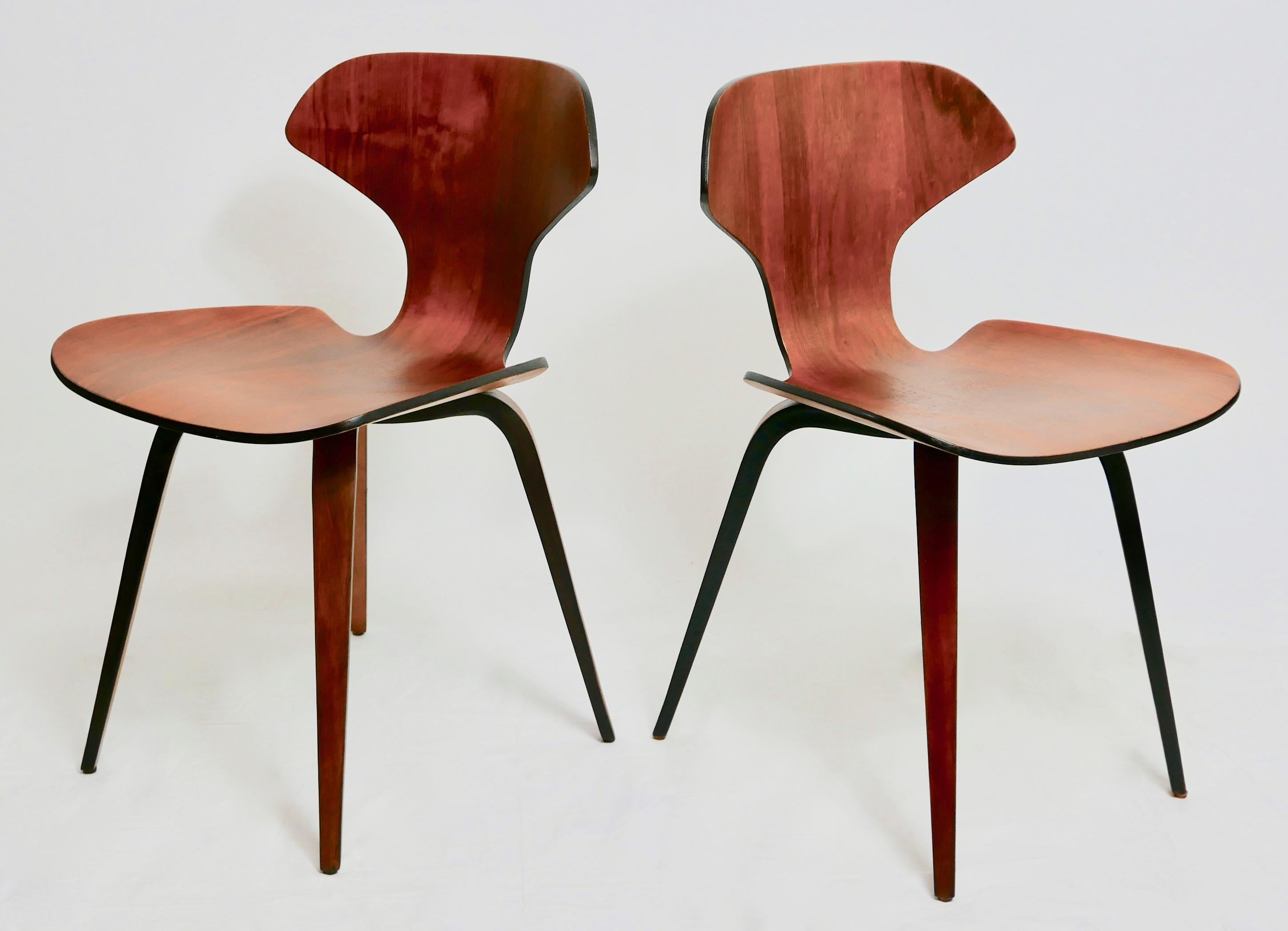 Pair of Mid-Century Modern George Mulhauser Plywood Side Chairs by Plycraft 2