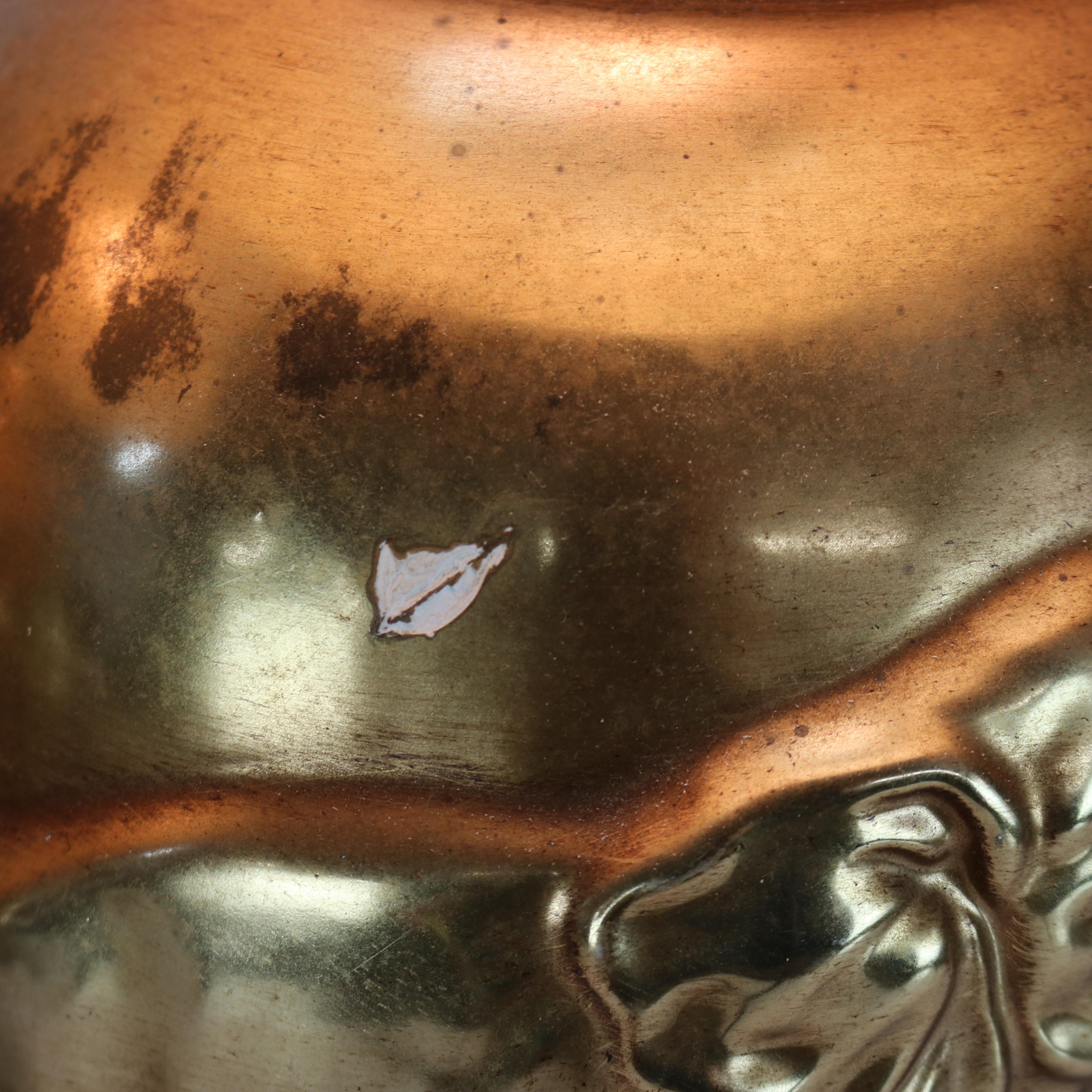 Pair of Mid Century Modern Gilt & Embossed Figural Elephant Pottery Lamps C1950 1