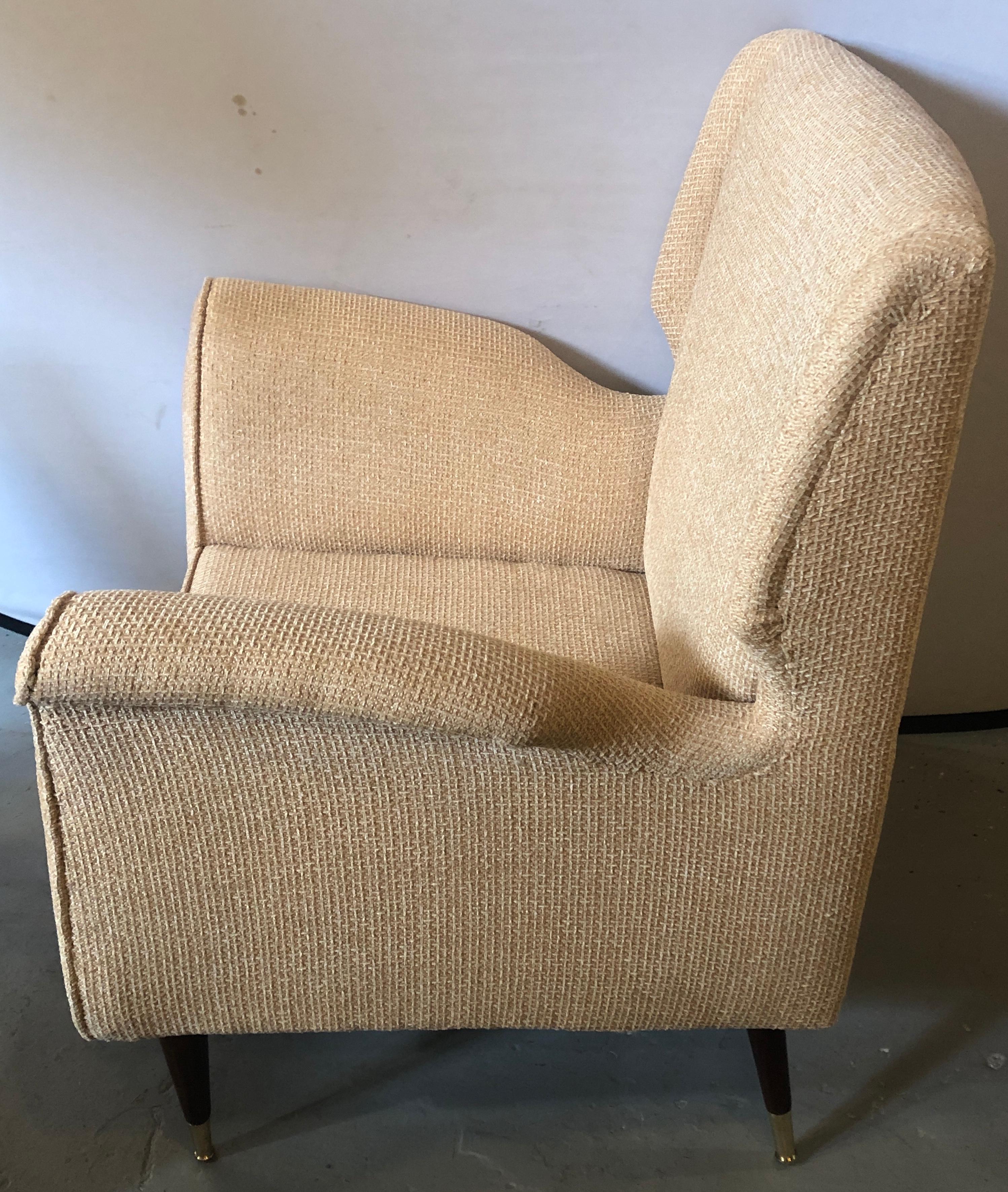 Pair of Mid-Century Modern Gio Ponti Style Arm, Bergere or Wing Back Chairs 4
