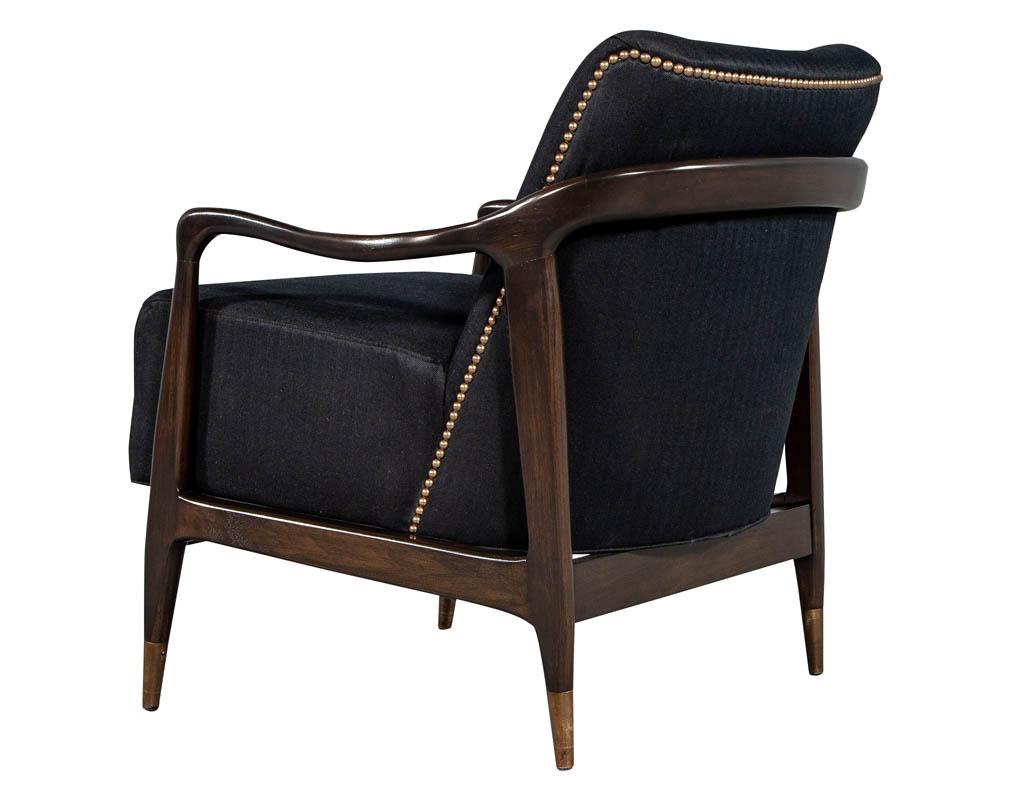 Pair of Mid-Century Modern Gio Ponti Style Arm Club Chairs 8