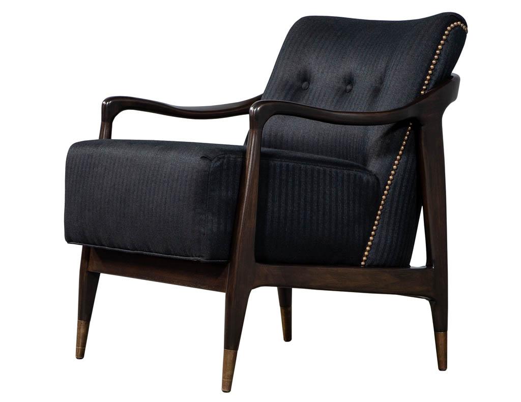 Pair of Mid-Century Modern Gio Ponti Style Arm Club Chairs (amerikanisch)
