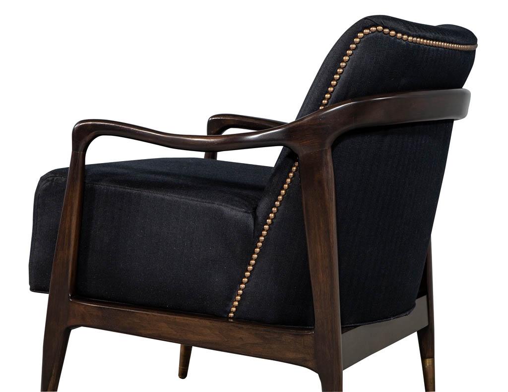 Pair of Mid-Century Modern Gio Ponti Style Arm Club Chairs (Stoff)