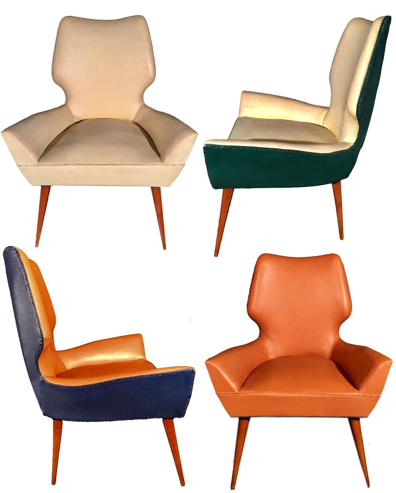 Mid-20th Century Pair of Mid-Century Modern Gio Ponti Style Chairs, 1950s