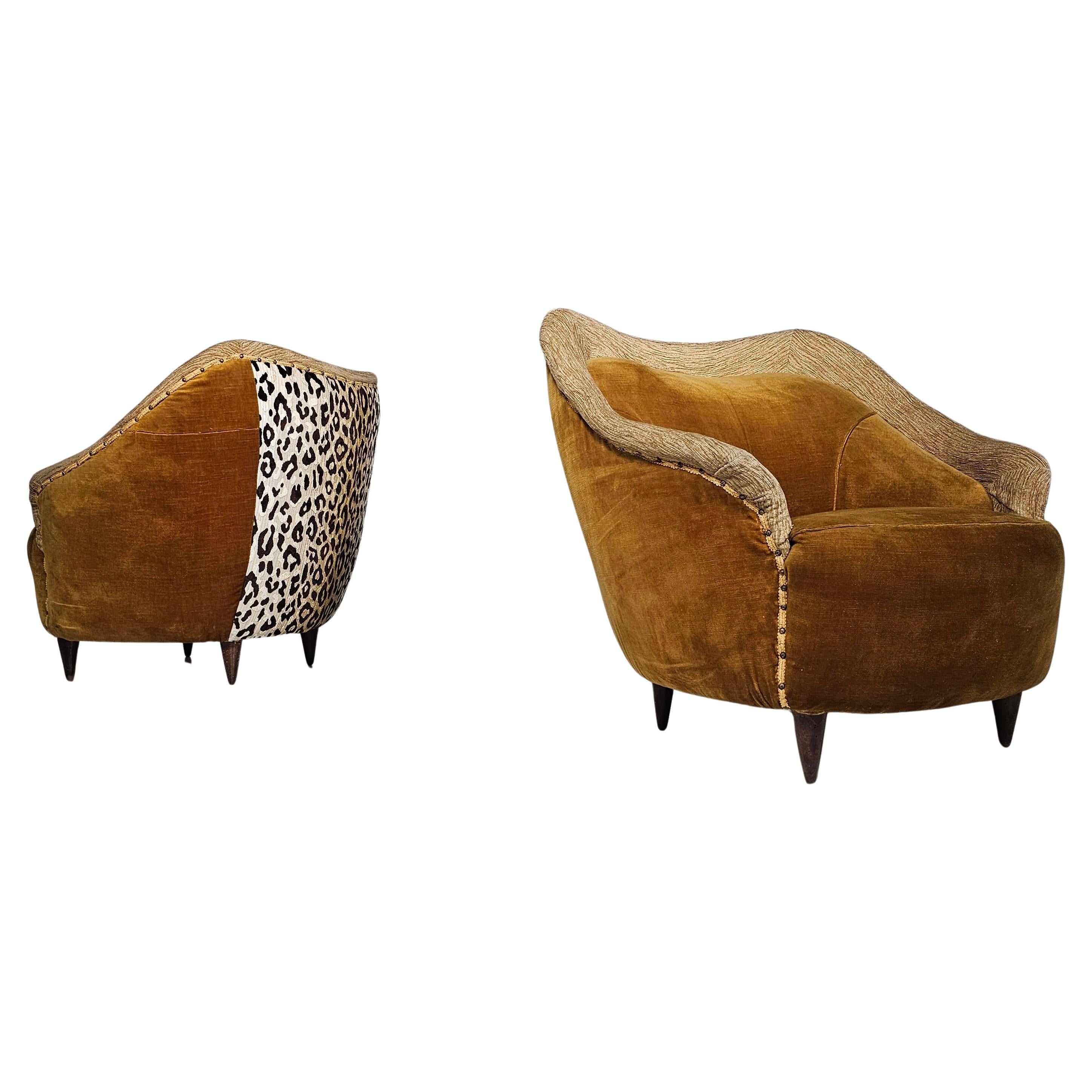Pair of mid-century modern Gio Ponti style lounge chairs, Italy, 1950s