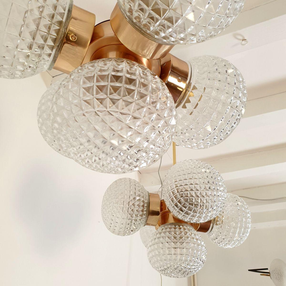 Coppia di lampadari in vetro della Modernità di metà secolo in vendita 1