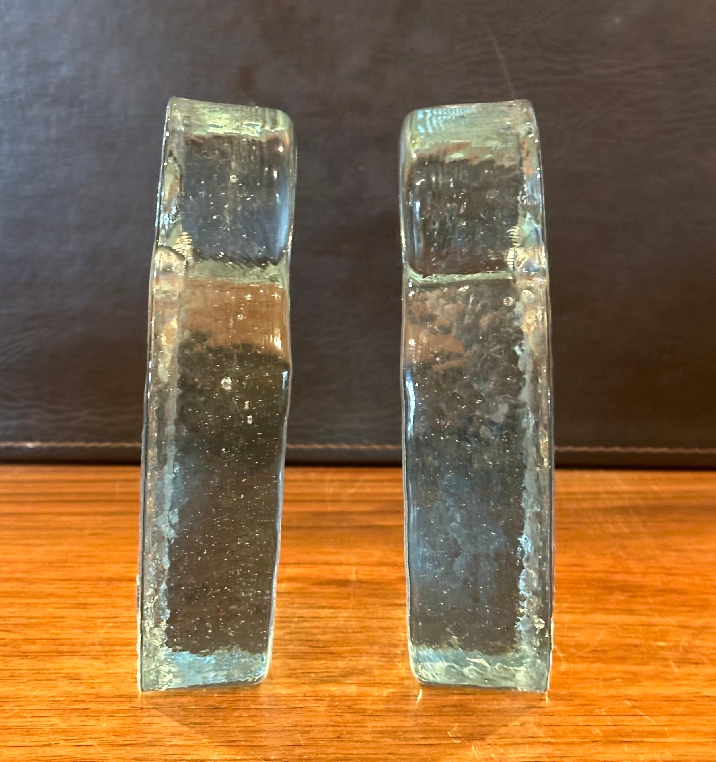 Pair of Mid-Century Modern Glass Owl Bookends by Blenko For Sale 6