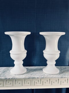 Pair of Mid-Century Modern Glass Pedestal Vases
