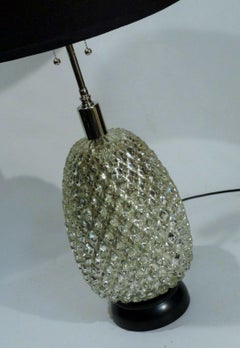 Pair of Mid-Century Modern Glass Pineapple Retro Table Lamps Regency Art Deco