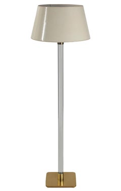 Ein Paar moderne Glasstab- & Messing-Stehlampen von Hansen of New York aus der Mitte des Jahrhunderts