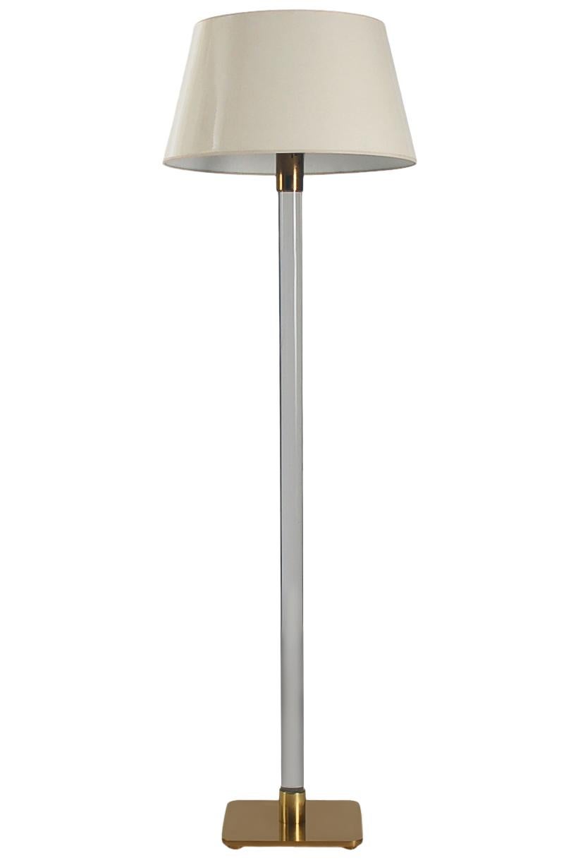 Pair of Mid-Century Modern Glass Rod & Brass Floor Lamps by Hansen of New York 2