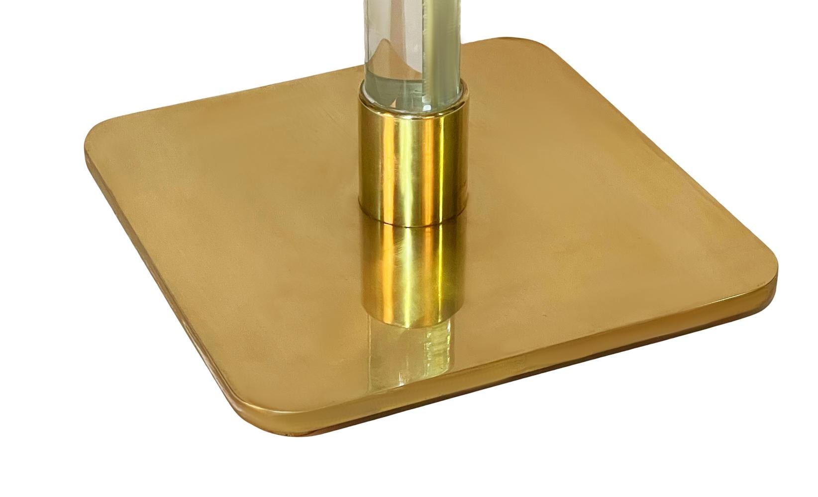 Pair of Mid-Century Modern Glass Rod & Brass Floor Lamps by Hansen of New York 3
