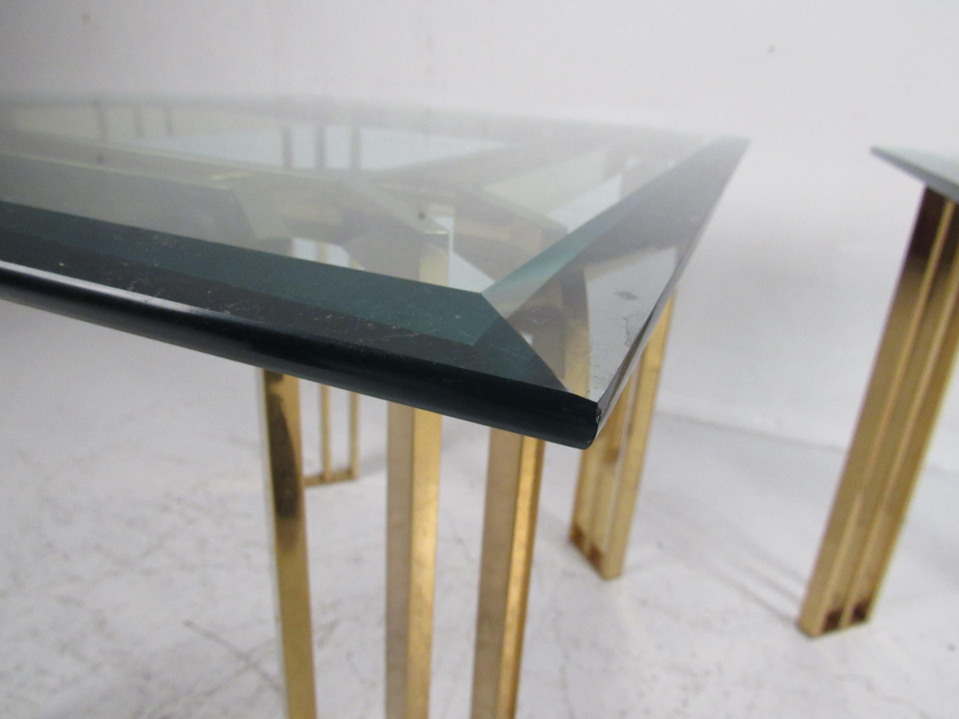 Pair of Italian Mid-Century Modern Glass Top End Tables 2