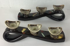 Paar Kerzenhalter aus Keramik aus der Mitte des Jahrhunderts, Vallauris-Keramik