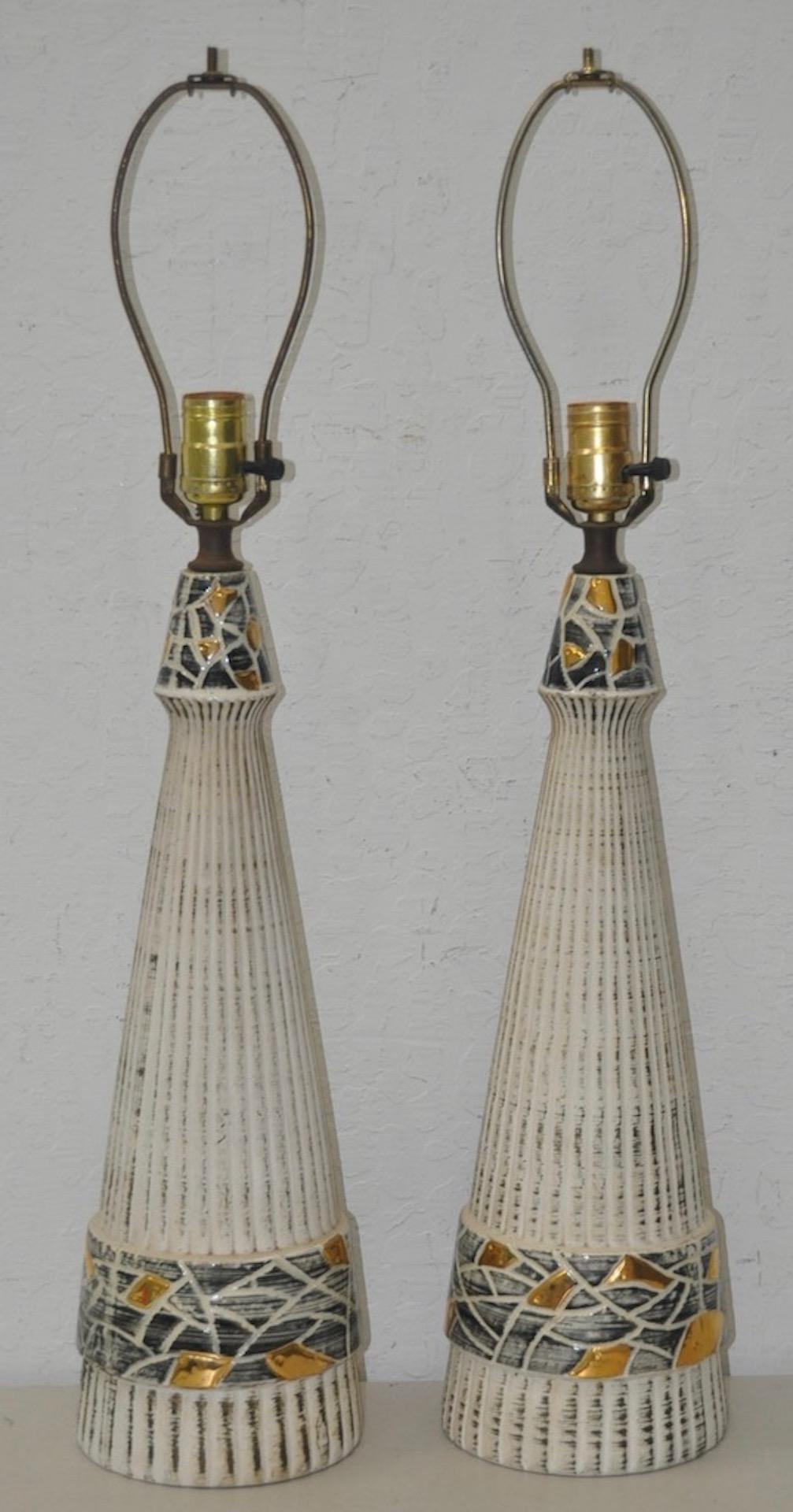 Other Pair of Mid-Century Modern Glazed Ceramic Table Lamps, circa 1950s