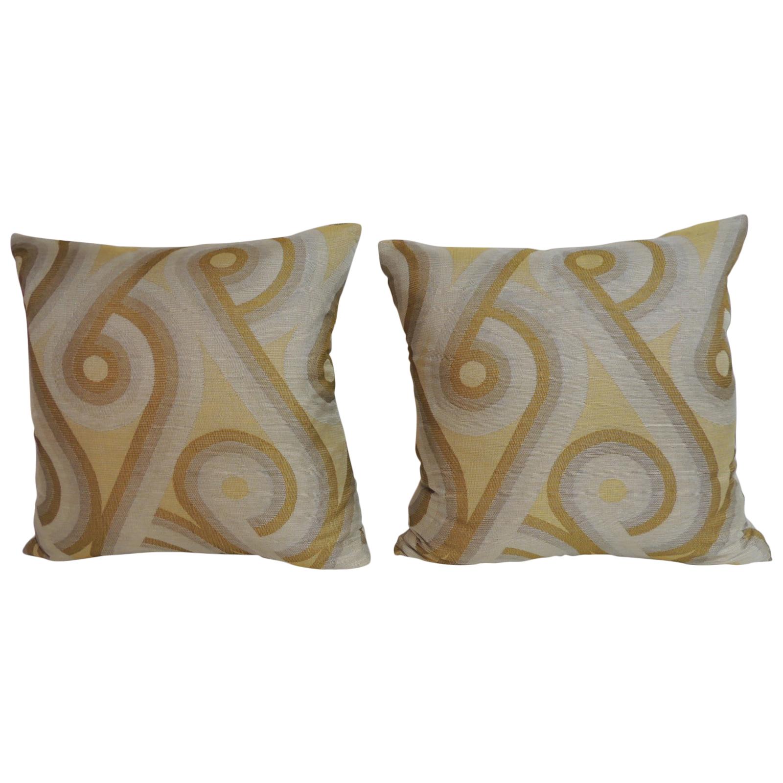Pair of Mid-Century Modern Gold and Yellow Decorative Pillows