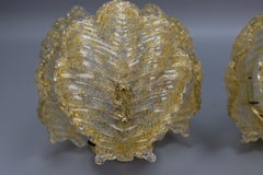 Pair of Mid-Century Modern Golden Inclusions Glass Pendant Lights, 1960s