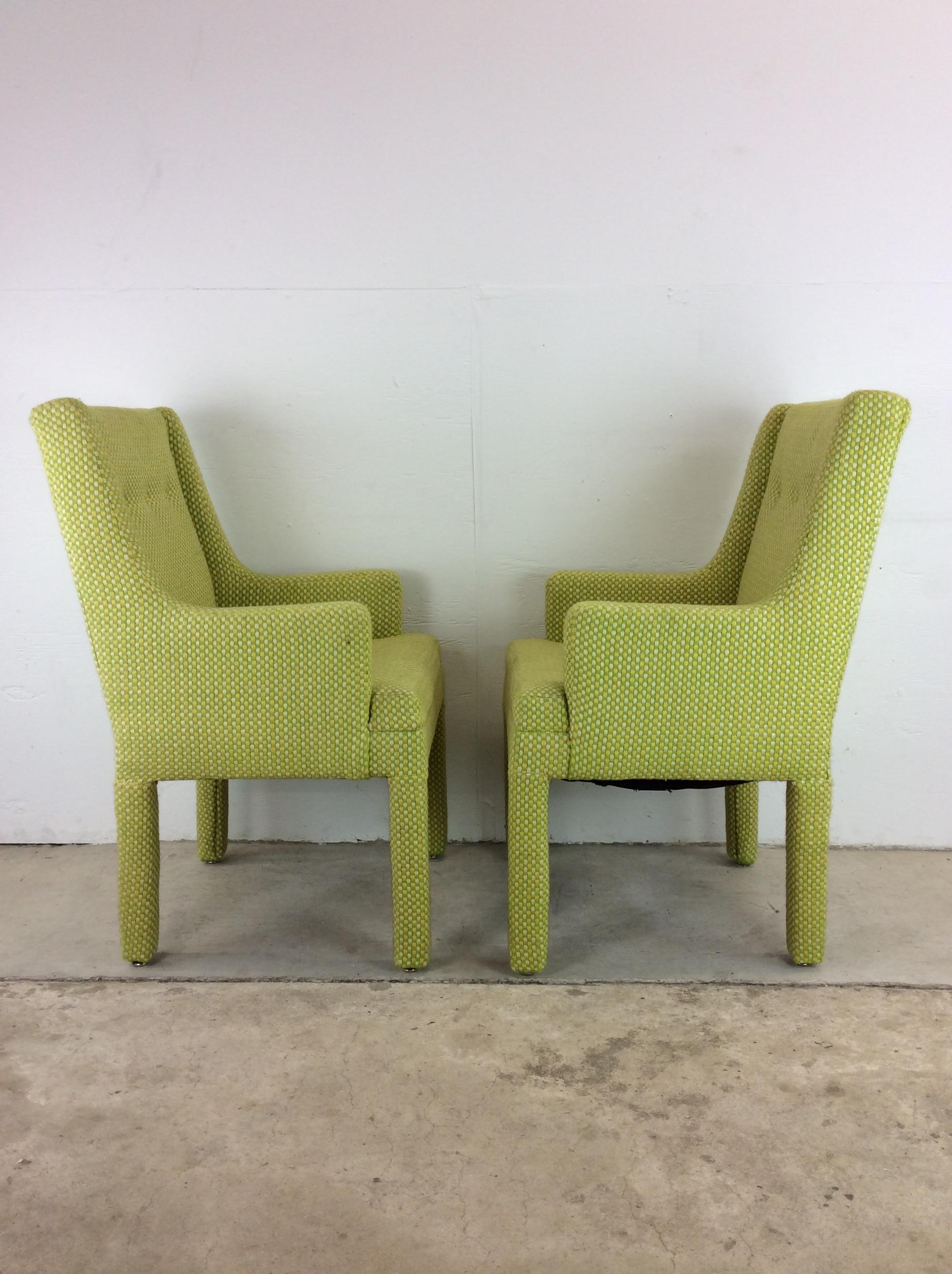 Pair of Mid Century Modern Green Armchairs with Tufted Seat Back For Sale 7