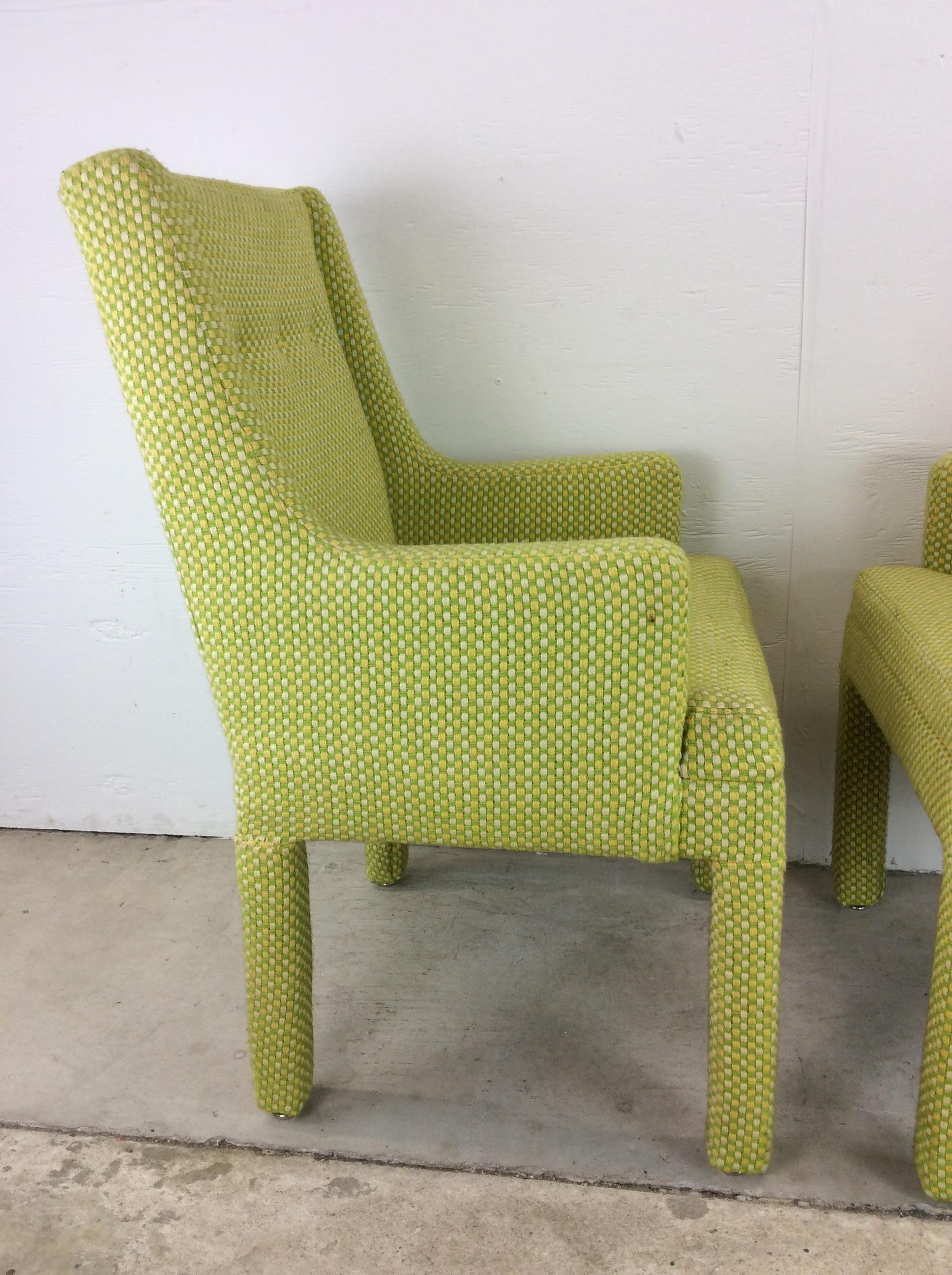 Pair of Mid Century Modern Green Armchairs with Tufted Seat Back For Sale 8