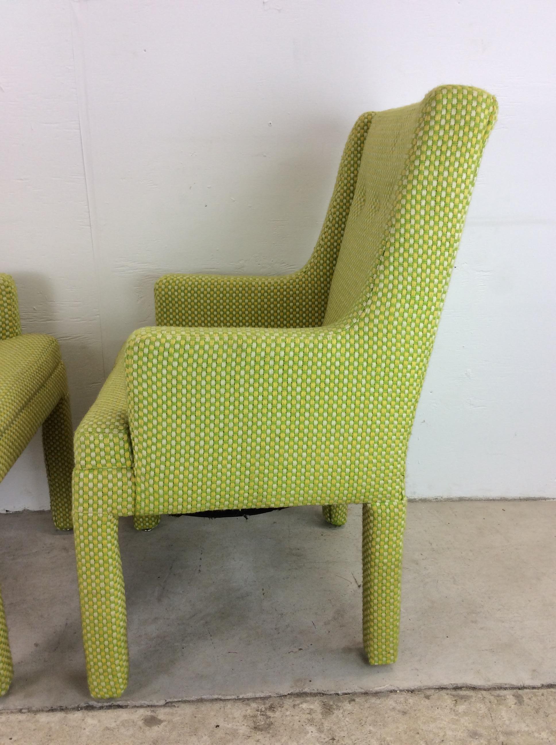 Pair of Mid Century Modern Green Armchairs with Tufted Seat Back For Sale 9