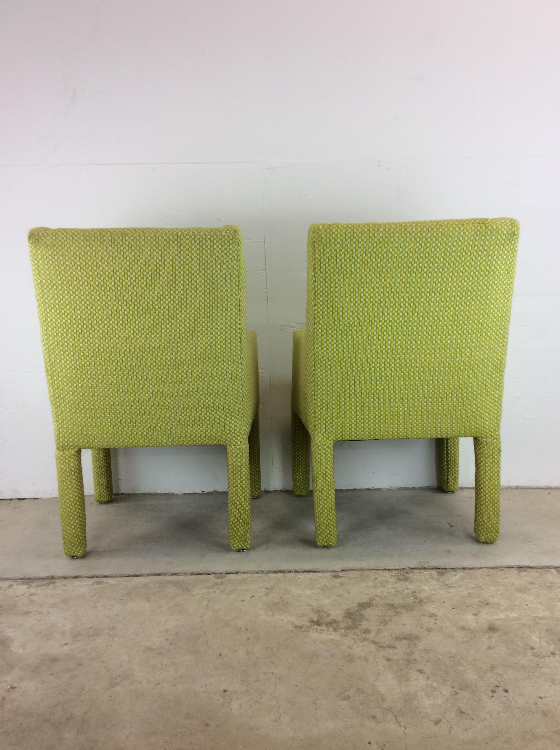 Pair of Mid Century Modern Green Armchairs with Tufted Seat Back For Sale 11