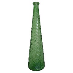 Pair of Mid Century Modern green Empoli "Wave" bottles, Italy 1960s