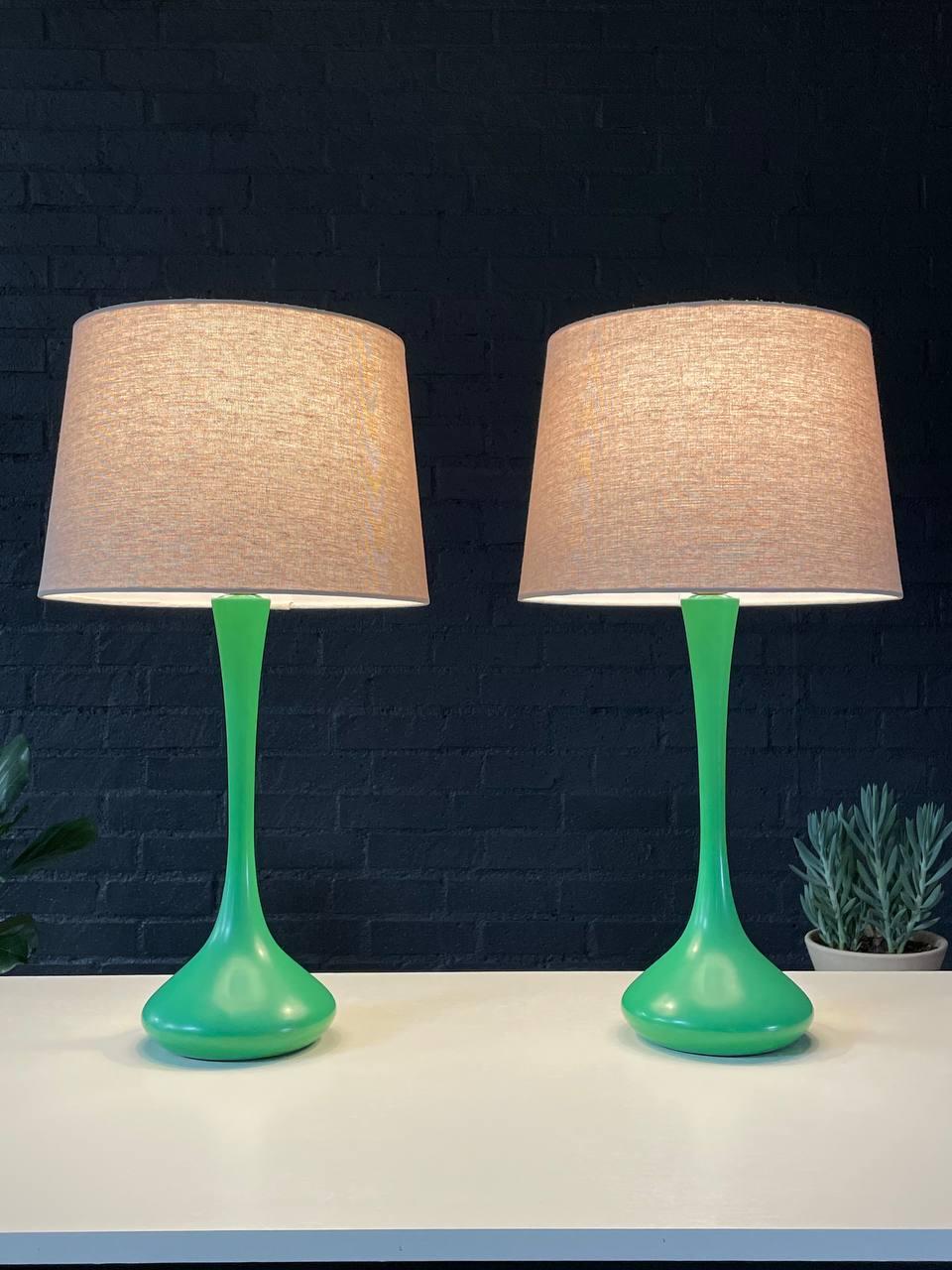 Materials: Original Painted Metal, New Linen Shades

Condition:
Newly Rewired, New Linen Shades, Original Paint Finish