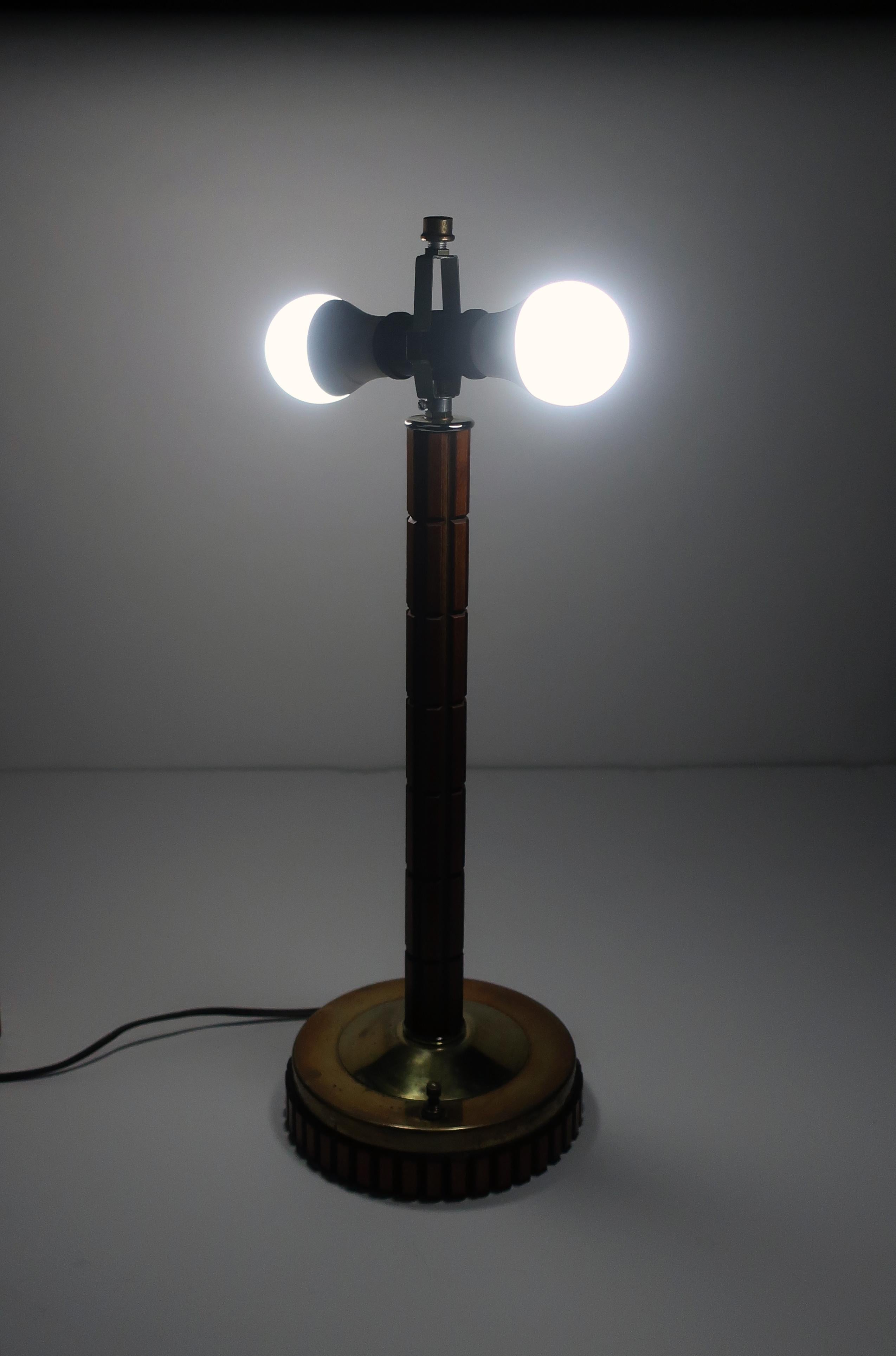 Brass Pair of Mid-Century Modern Gruvwood Table Lamps