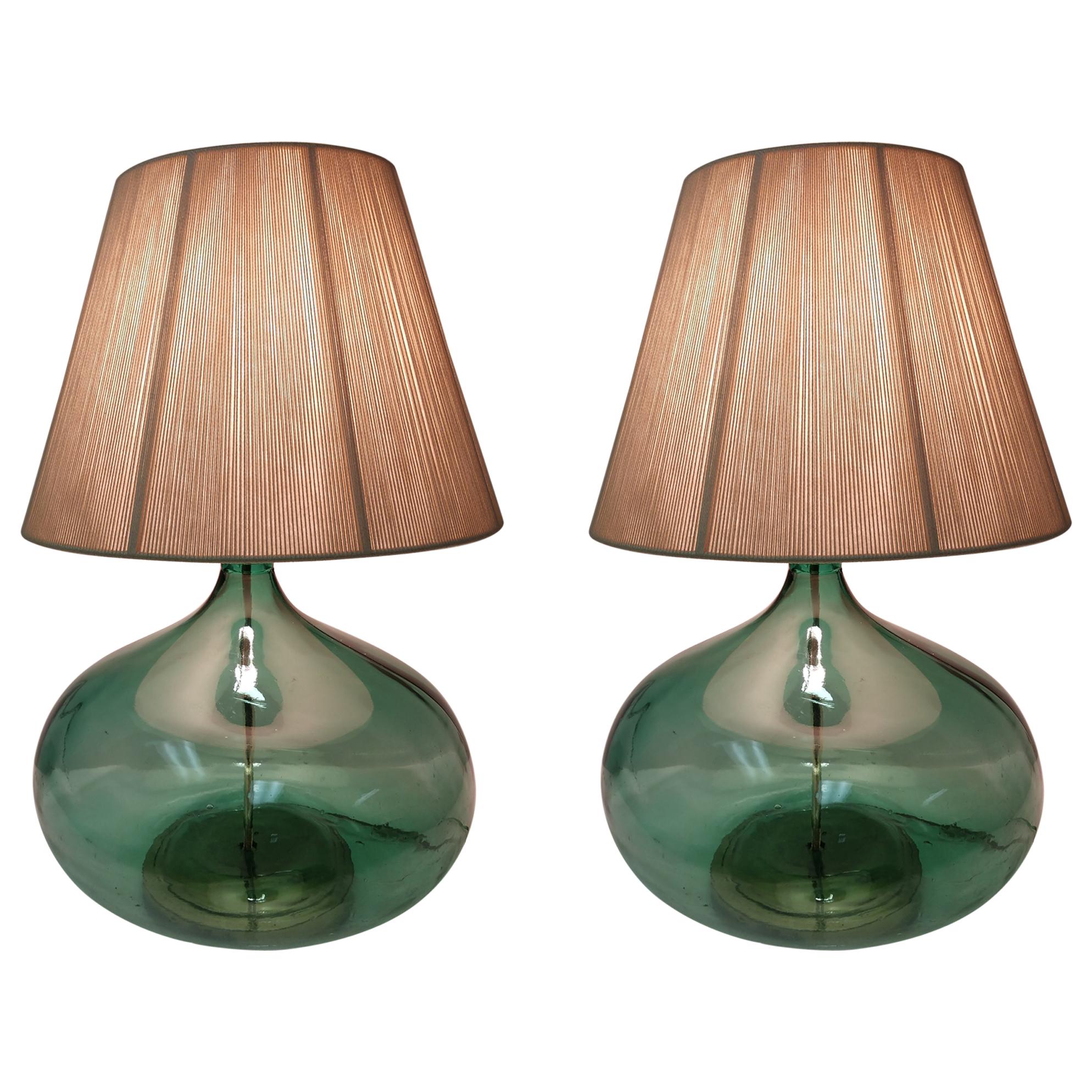 Pair of Mid-Century Modern Hand Blown Italian Table Lamps