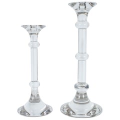 Pair of Mid-Century Modern Handblown Banded Candlesticks by Val St. Lambert