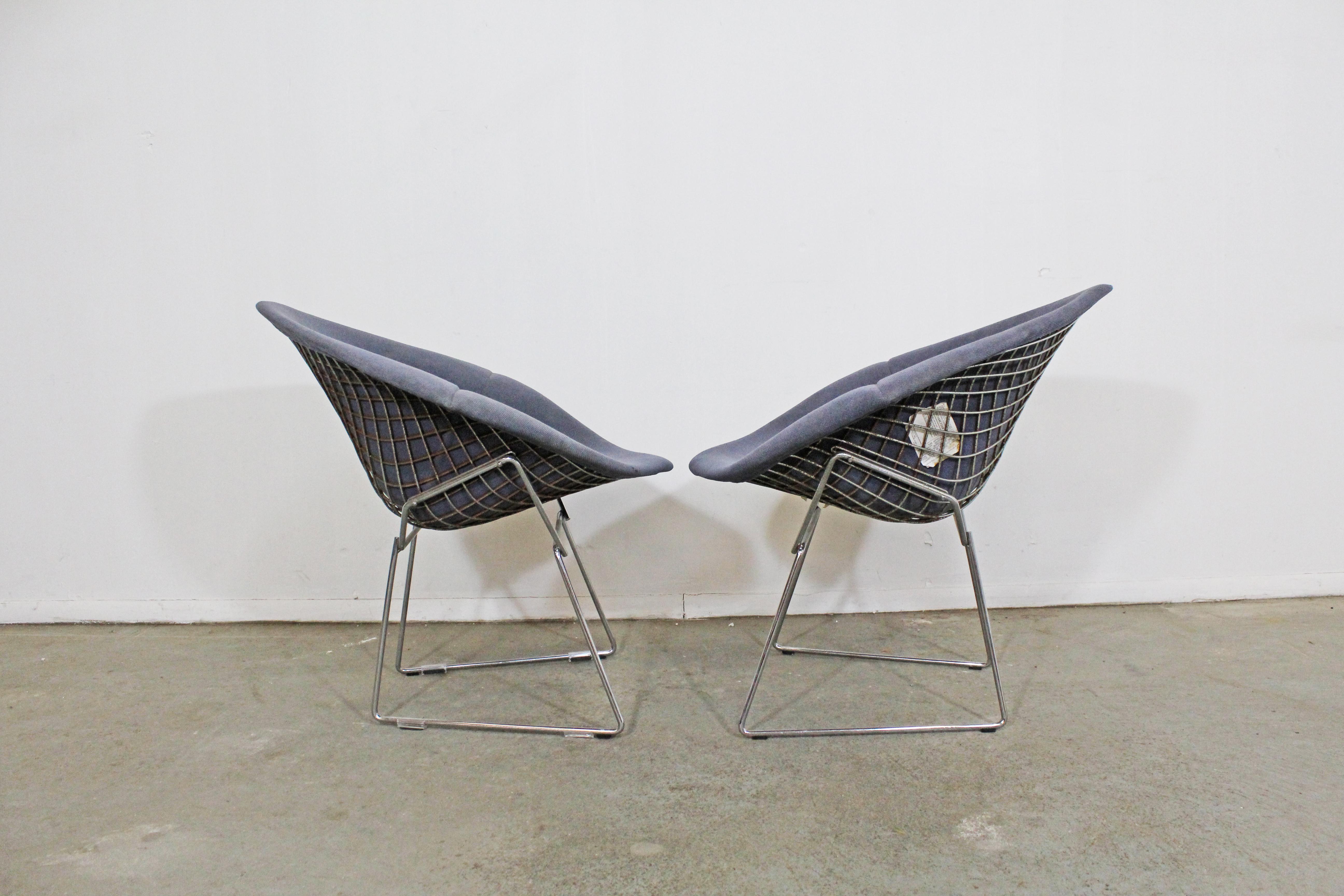 Mid-20th Century Pair of Mid-Century Modern Harry Bertoia for Knoll Chrome Diamond Chairs