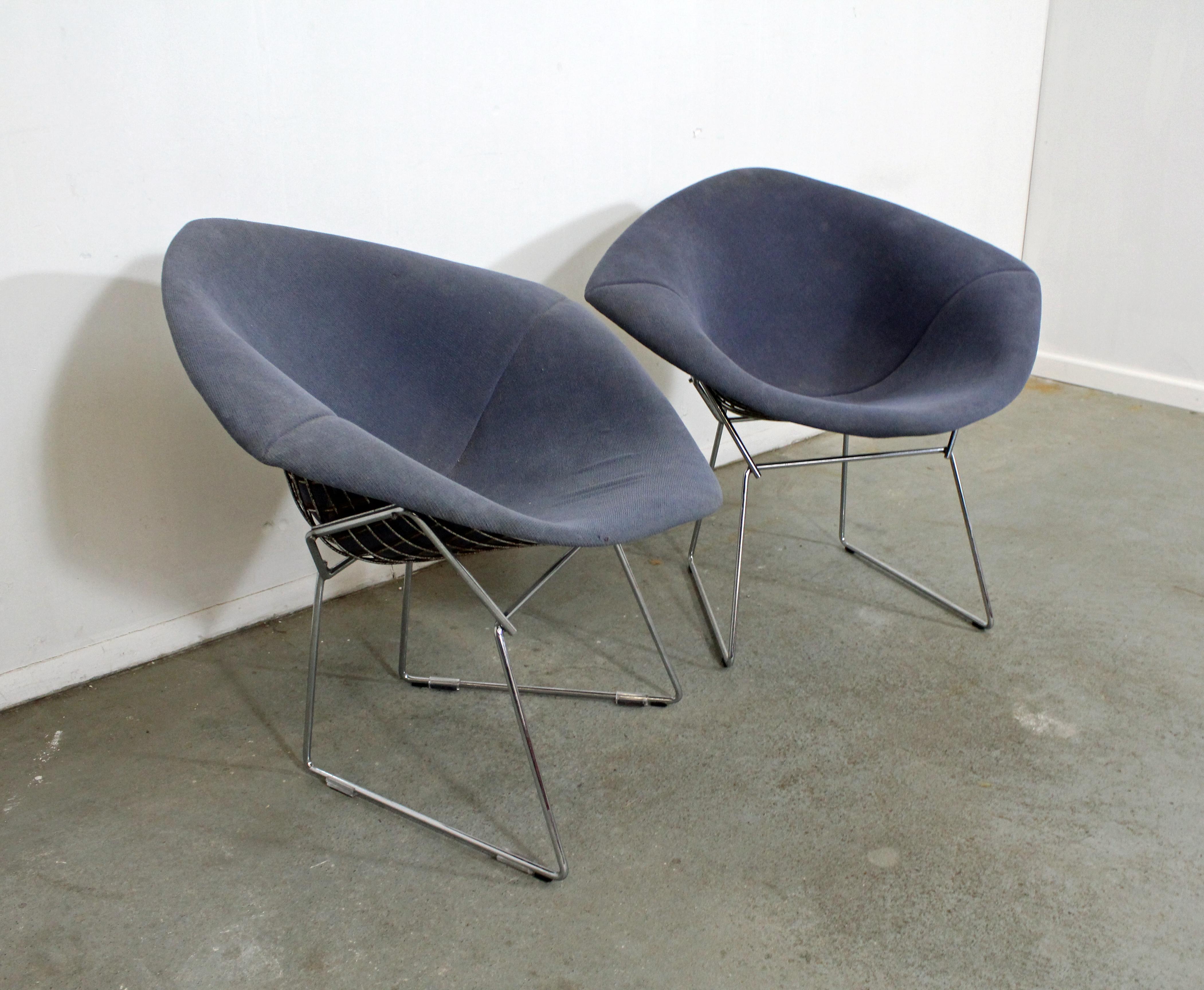 Pair of Mid-Century Modern Harry Bertoia for Knoll Chrome Diamond Chairs In Excellent Condition In Wilmington, DE