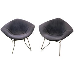 Pair of Mid-Century Modern Harry Bertoia for Knoll Chrome Diamond Chairs