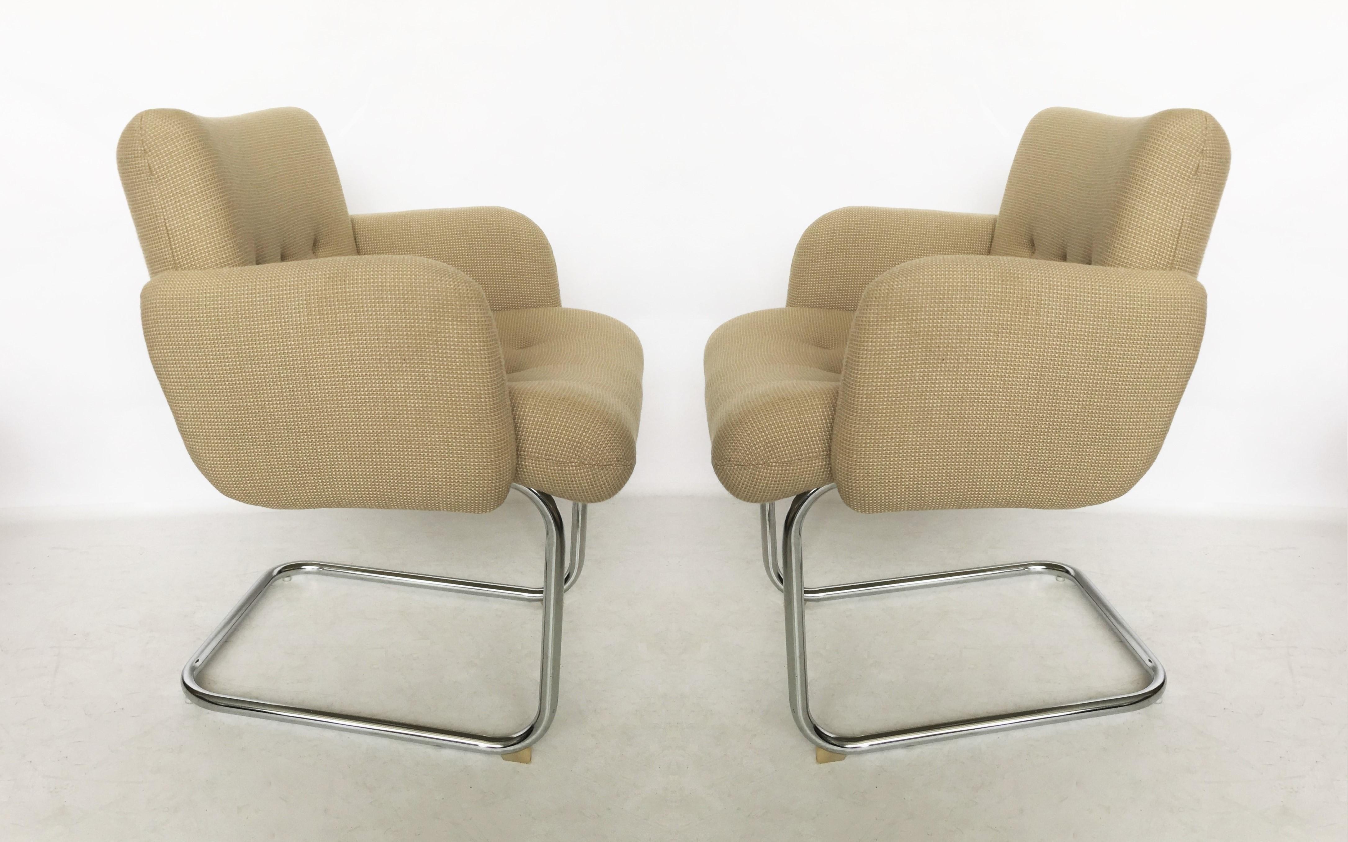 American Pair of Mid-Century Modern Harvey Probber Cantilevered Chairs For Sale