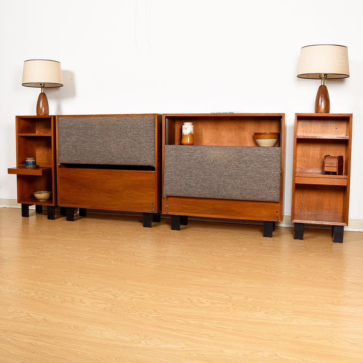 Pair of Mid-Century Modern Headboards & Nightstands by George Nelson For Sale 5