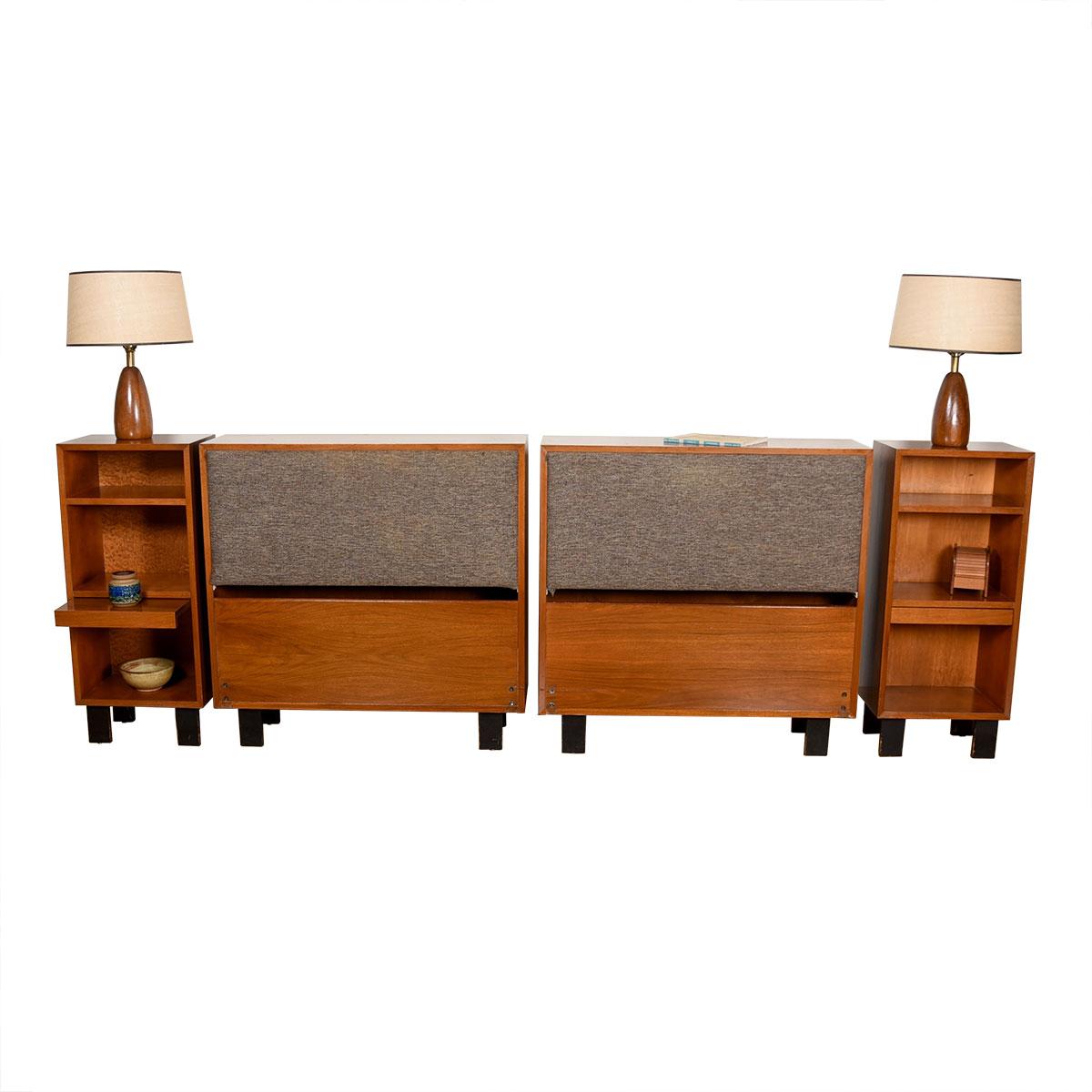 Pair of Mid-Century Modern Headboards & Nightstands by George Nelson For Sale 6