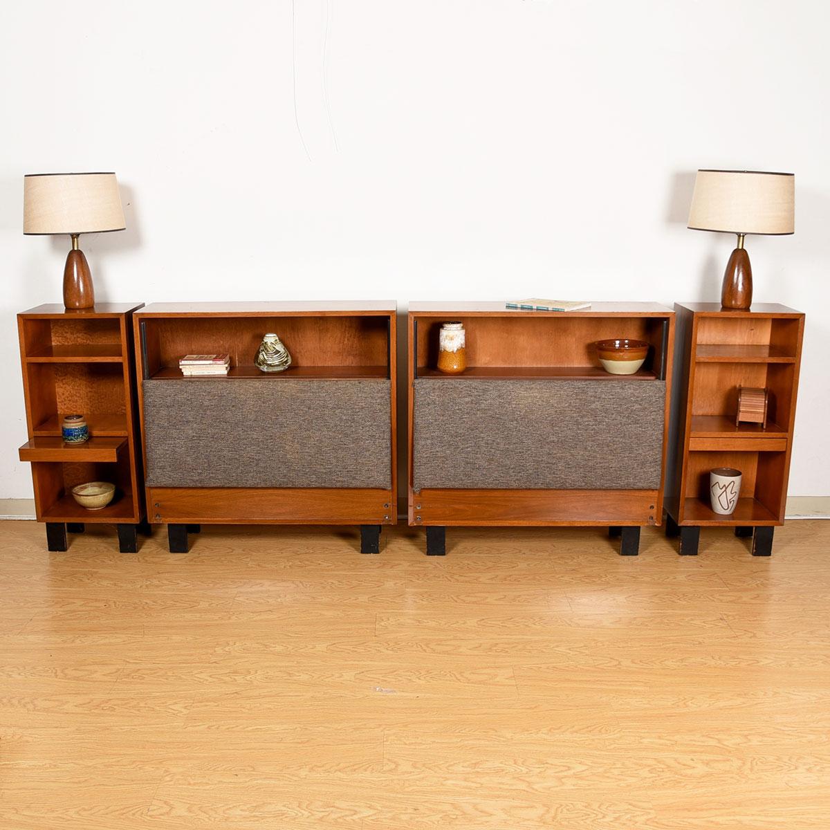 Pair of Mid-Century Modern Headboards & Nightstands by George Nelson For Sale 7