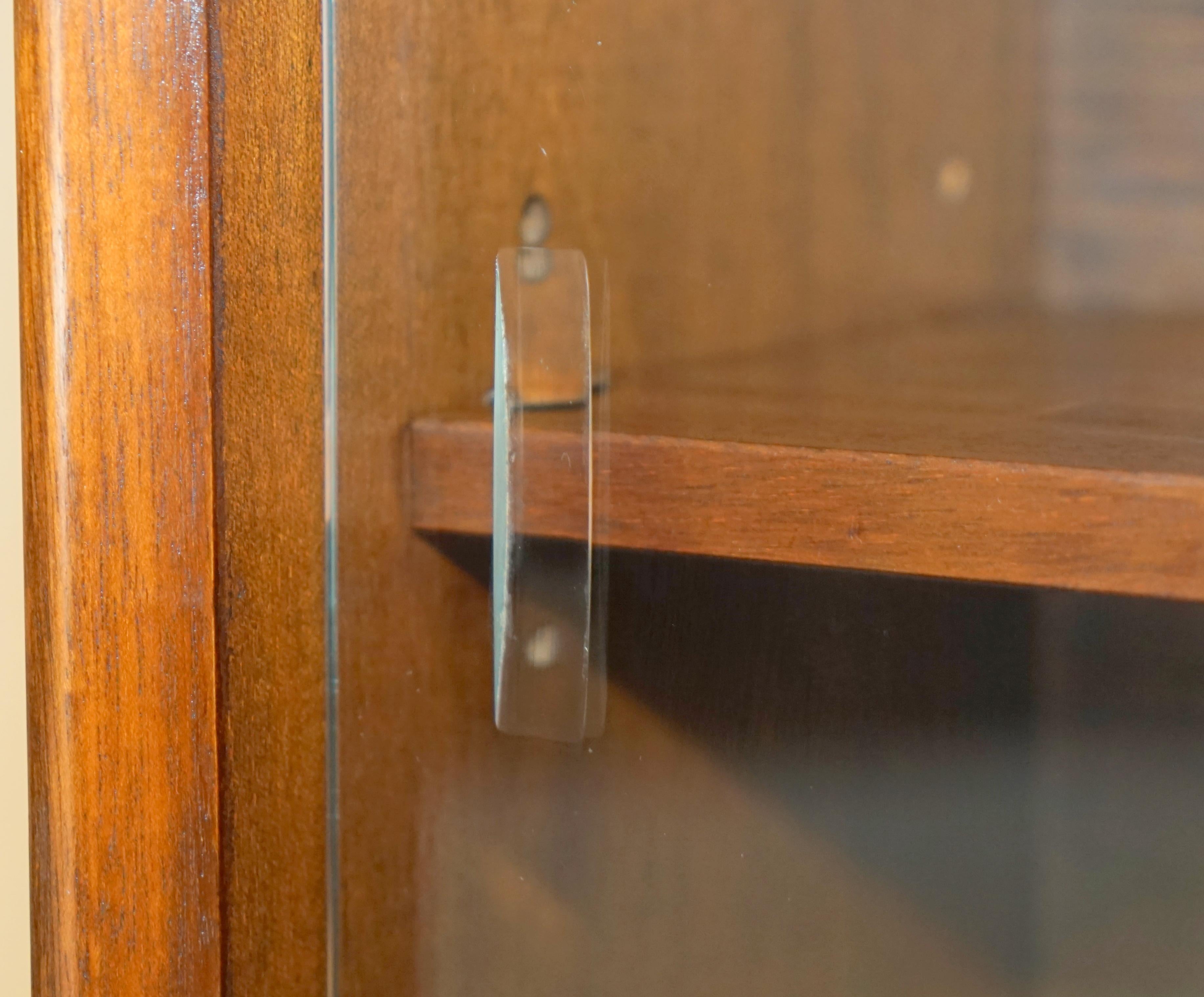 Glass PAIR OF MID CENTURY MODERN HERBERT GIBBS TEAK DWARF GLASS DOOR LIBRARY BOOKCASEs